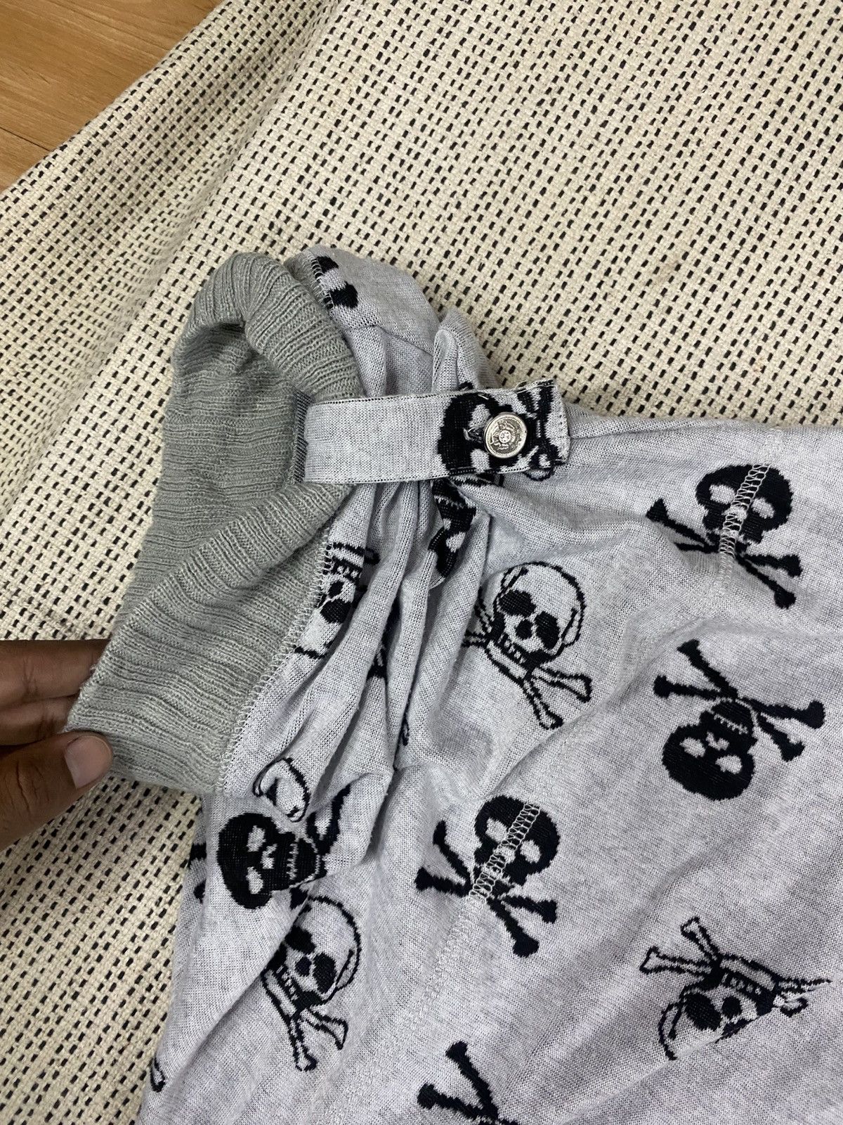 Japanese Brand Grey Skull Print Short Sleeve Hoodie very rare Size US M / EU 48-50 / 2 - 4 Thumbnail