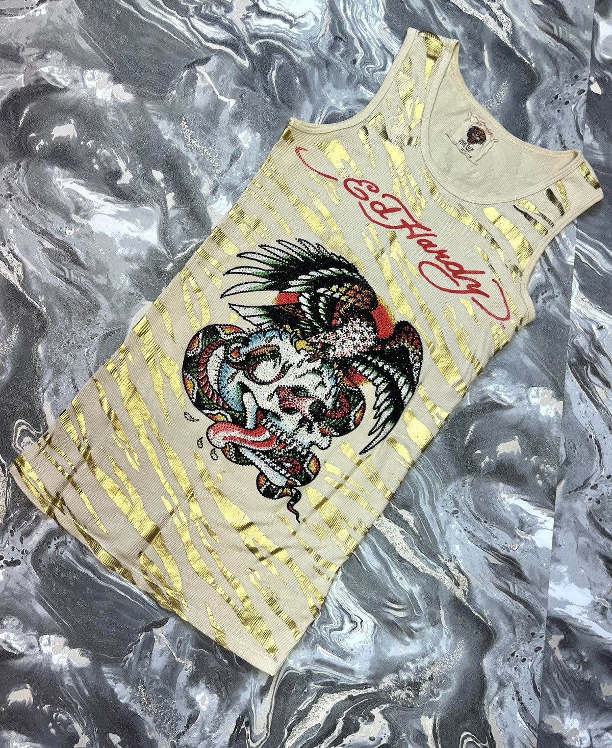 Christian Audigier × Ed Hardy × Vintage Crazy Ed Hardy By Christian Audigier Y2K T-Shirt tank Size S / US 4 / IT 40 - 1 Thumbnail