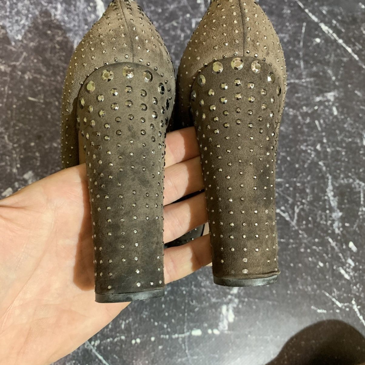 Prada PRADA Taupe Suede Studded Ankle Boots Heels Size 38.5 Size US 8.5 / IT 38.5 - 12 Thumbnail