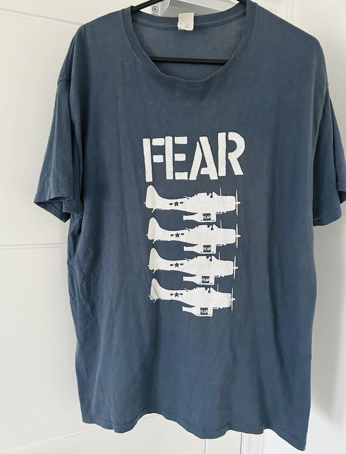 Fruit Of The Loom Fear blue T Shirt Hardcore Punk Minor Threat Black Flag Size US L / EU 52-54 / 3 - 1 Thumbnail