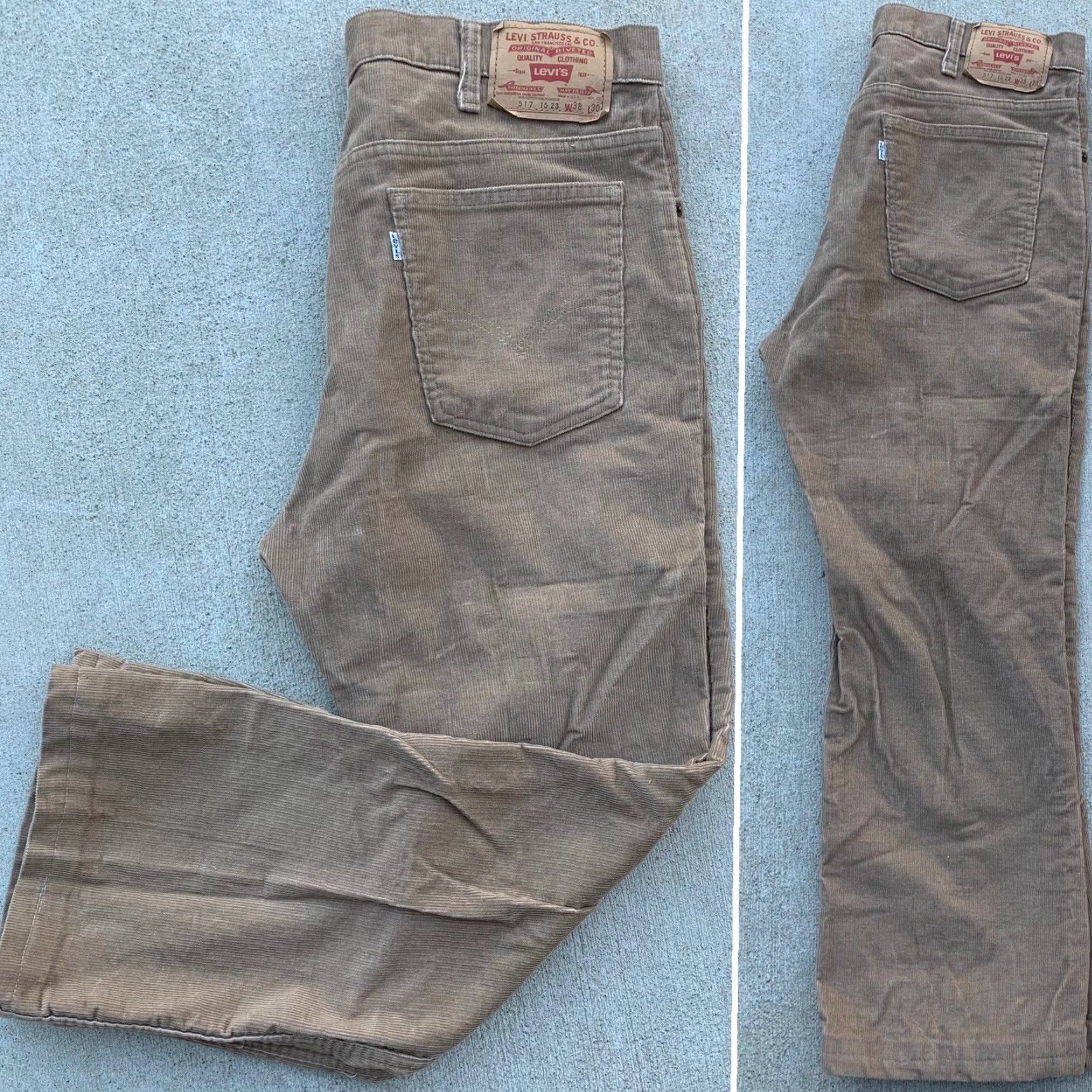 Levi's Vintage Levi’s 517 Corduroy Pants W 38 L 30 Beige Corduroy Flat Front 5 Pocket United States Mens Size US 35 - 2 Thumbnail