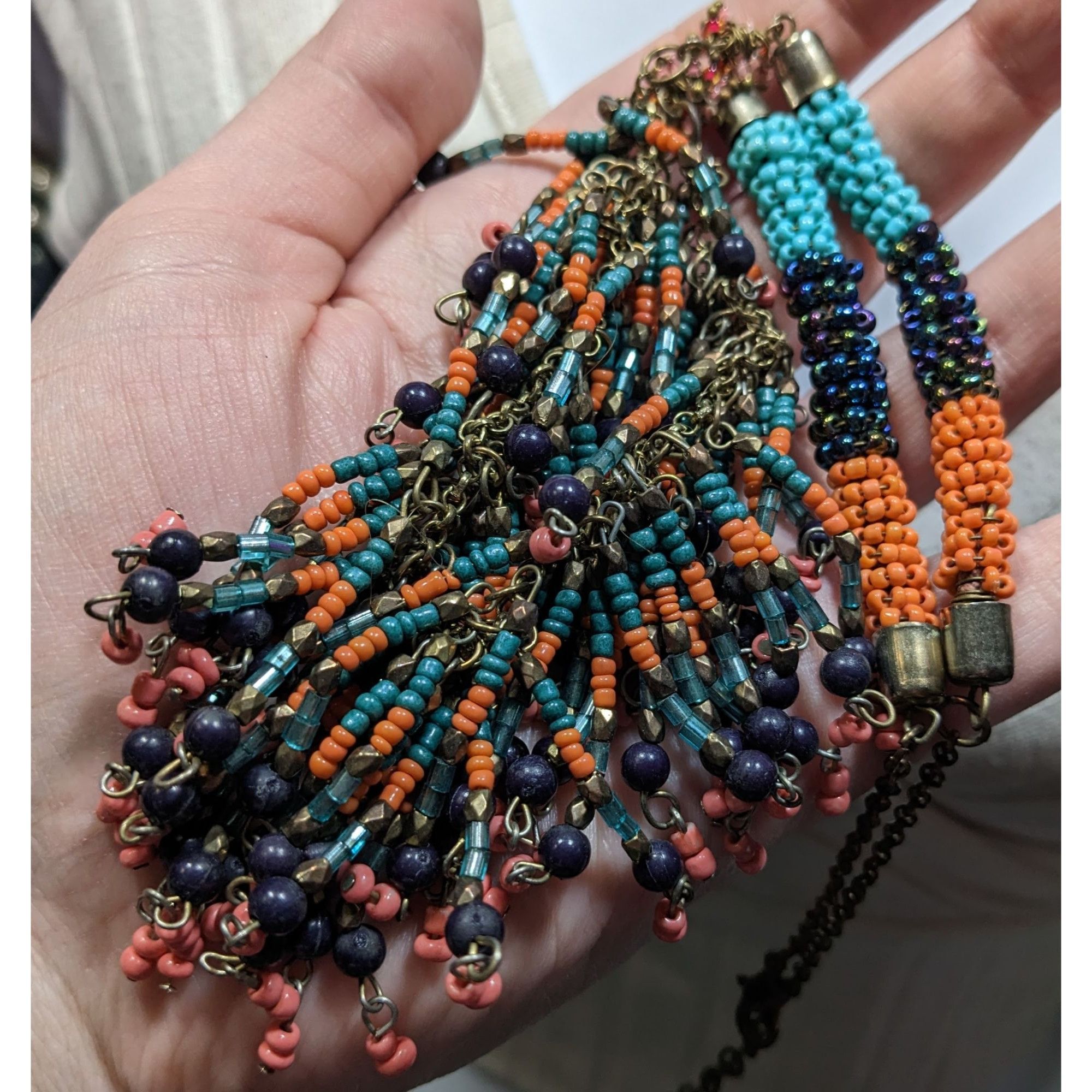 Other Vintage Bohemian Beaded Tassel Statement Necklace Handcrafte Size ONE SIZE - 3 Thumbnail