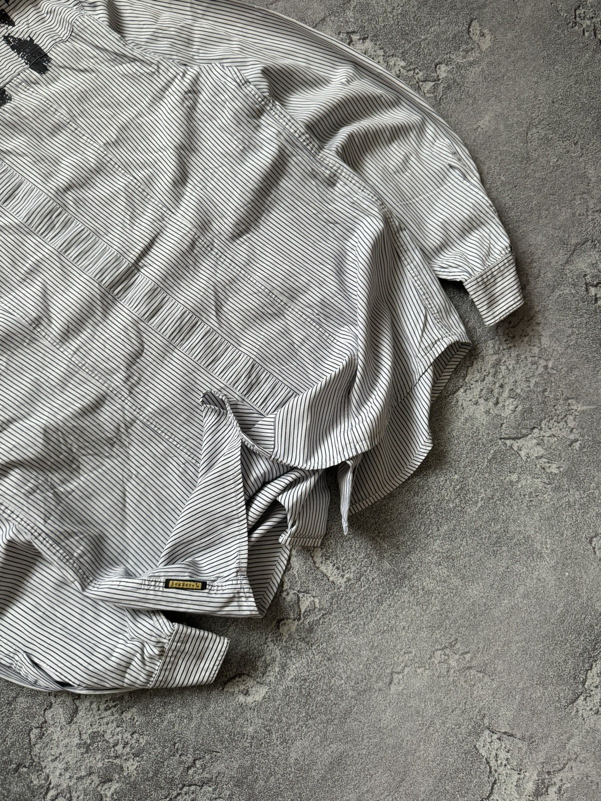 Armani × Vintage Armani Jeans M striped big logo shirt polo long sleeve buton Size US M / EU 48-50 / 2 - 3 Thumbnail