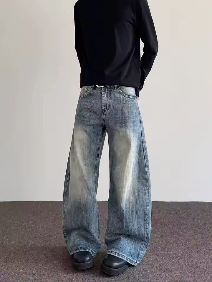 Japanese Brand 🔥 Wide-Leg Denim Jeans | Light Wash, Relaxed Fit Size US 29 - 5 Thumbnail