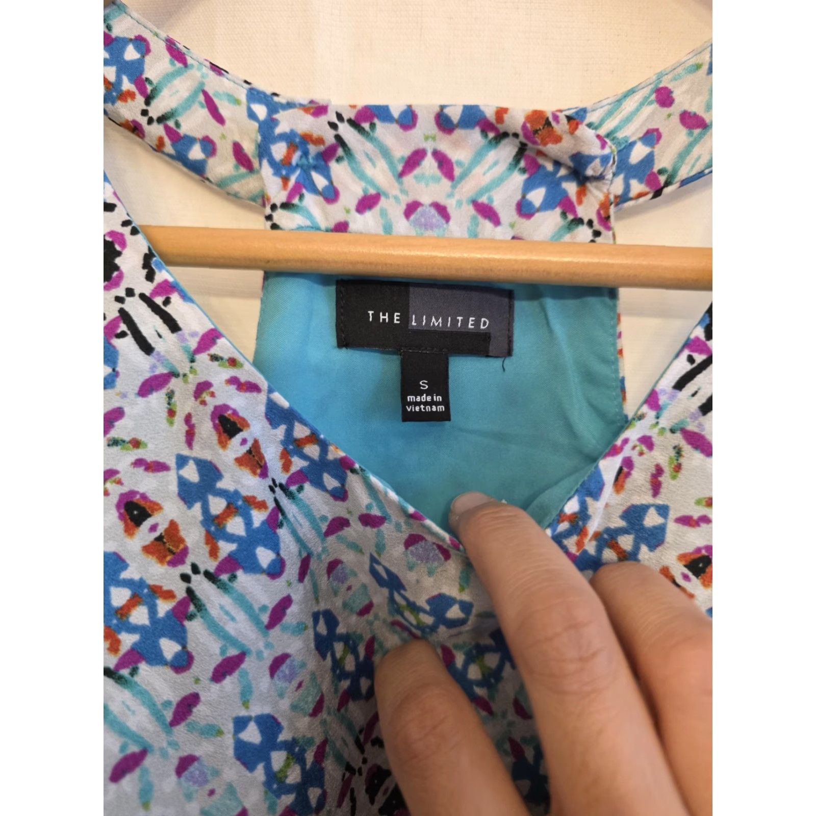 Vintage The Limited Dress Womens S Blue Geometric High Neck Sleeveless Midi Boho Size S / US 4 / IT 40 - 3 Thumbnail