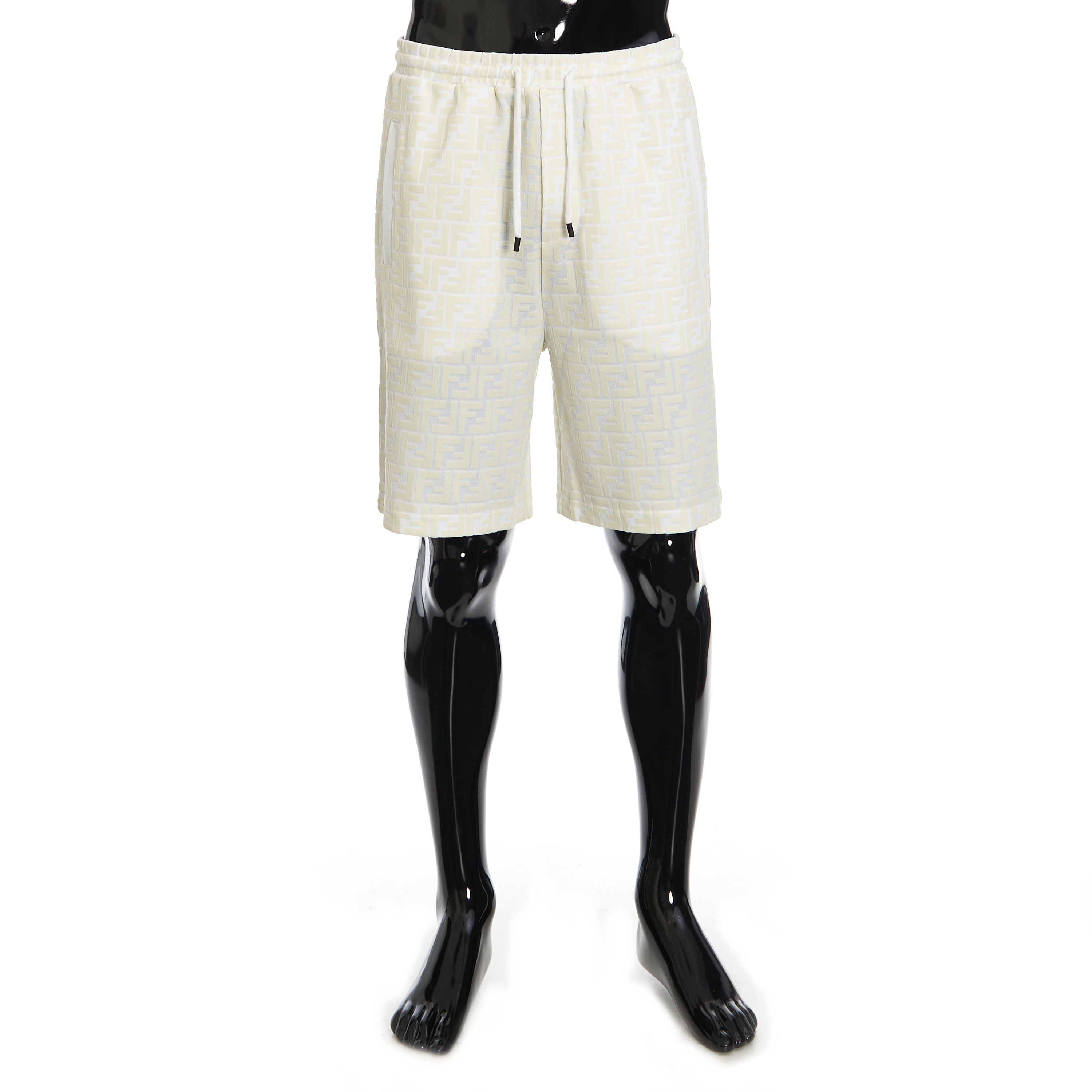 Fendi Jogging Bermuda Shorts In White Cotton With All-Over FF Logo Size US 32 / EU 48 - 1 Thumbnail