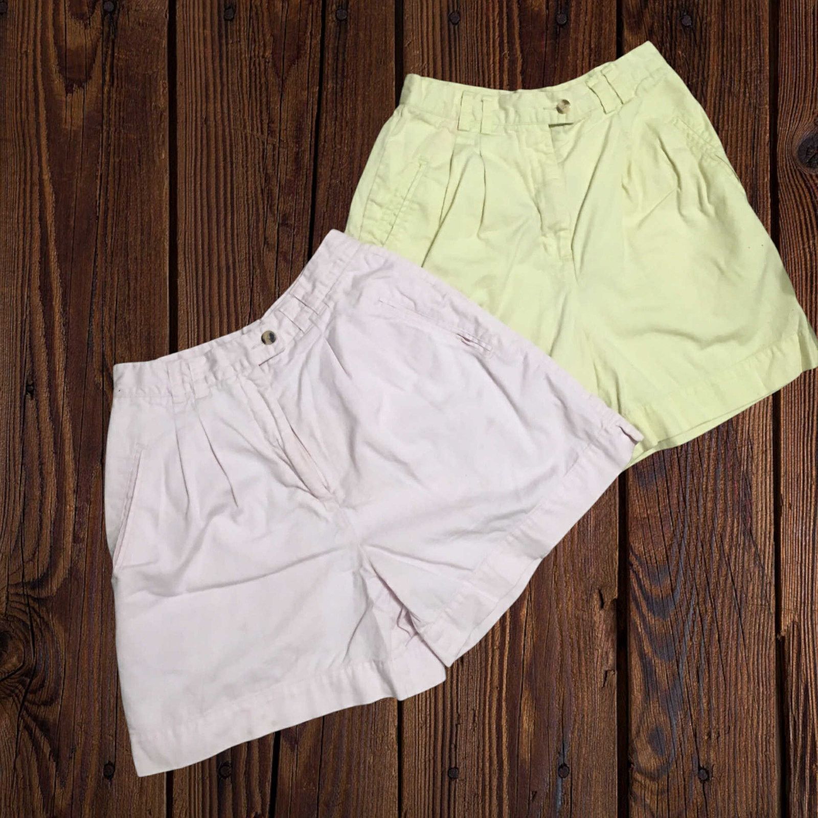 Other 2Pair New York & Co Shorts High Waist Pleat Yellow/Pink27.5" Size 27" / US 4 / IT 40 - 1 Thumbnail
