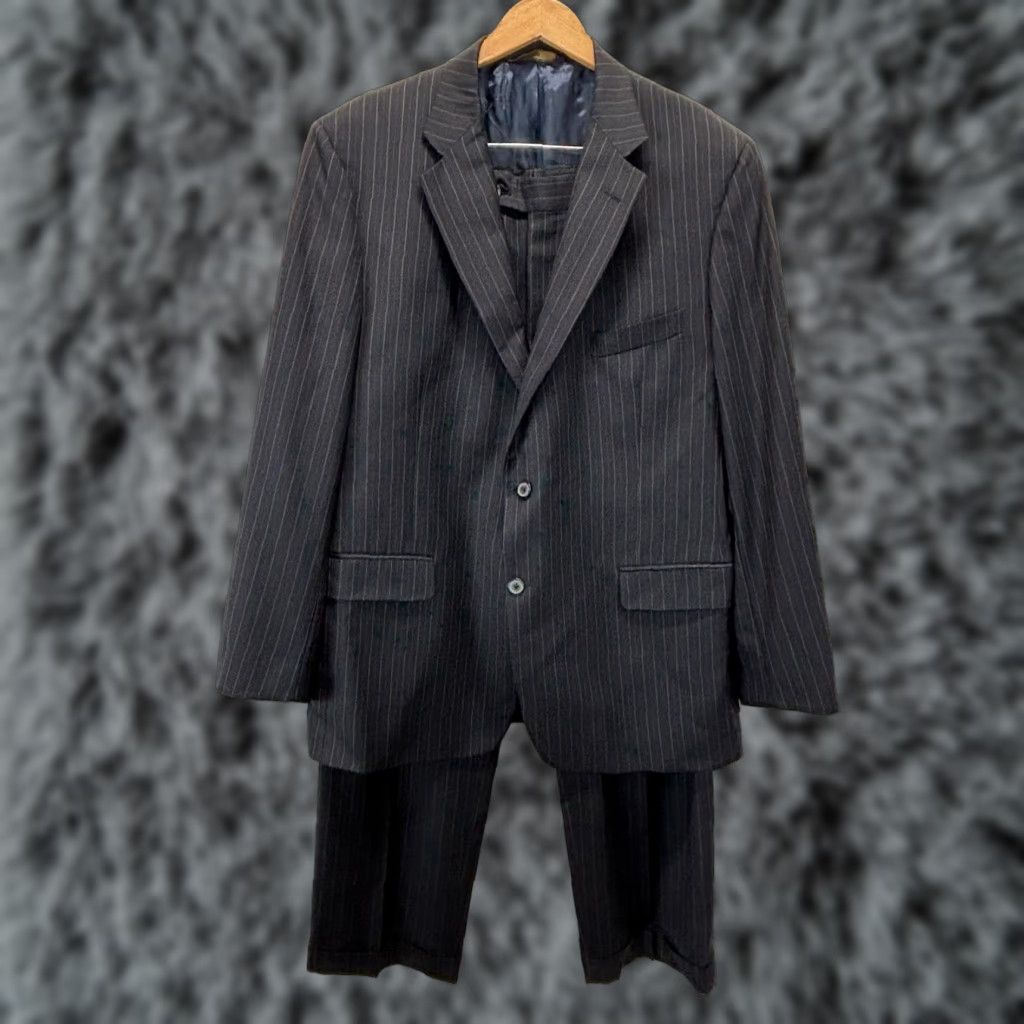 Brooks Brothers BROOKS BROTHERS 346 2 PIECE SUIT JACKET PANTS MEN Navy Pinstripe Wool 46L 38x30.5 Regular Two-Button Suit Set Mens Size 46R - 1 Thumbnail