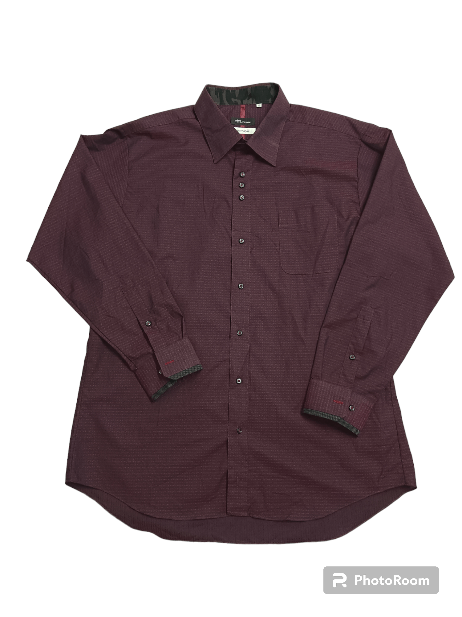 image of Issey Miyake Tete Homme Long Sleeve Shirt in Red/Purple, Men's (Size XL)