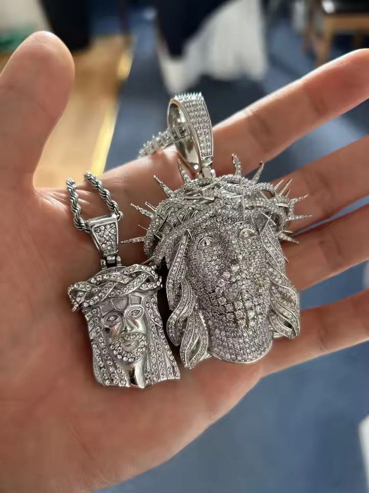 Jewelry Iced Out Ratten Jesus Necklace Pendant 60 cm Chain Size ONE SIZE - 3 Thumbnail