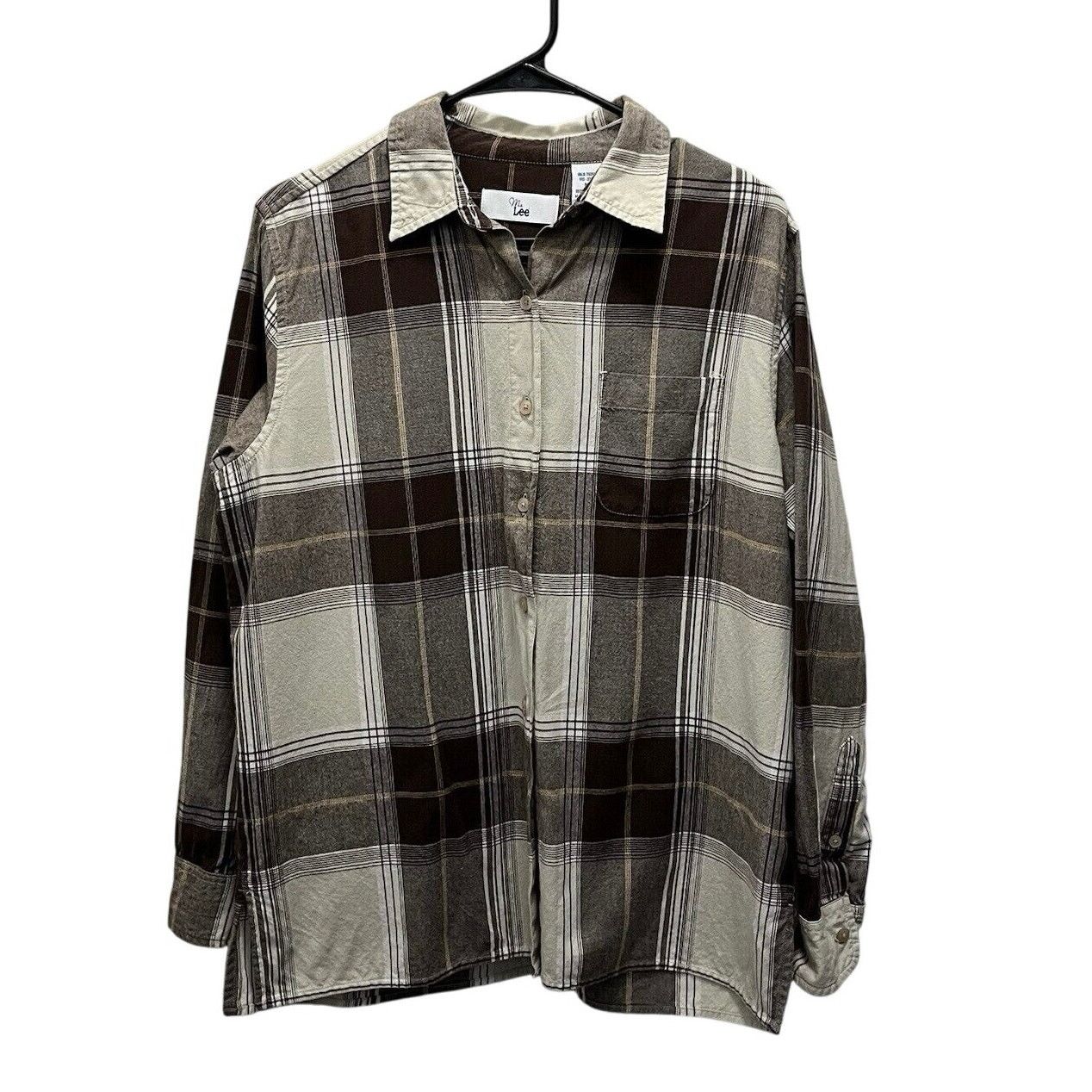 Lee Ms. Lee | Vintage 90s Brown Tan Plaid Long Sleeve Button Top Size M / US 6-8 / IT 42-44 - 1 Thumbnail