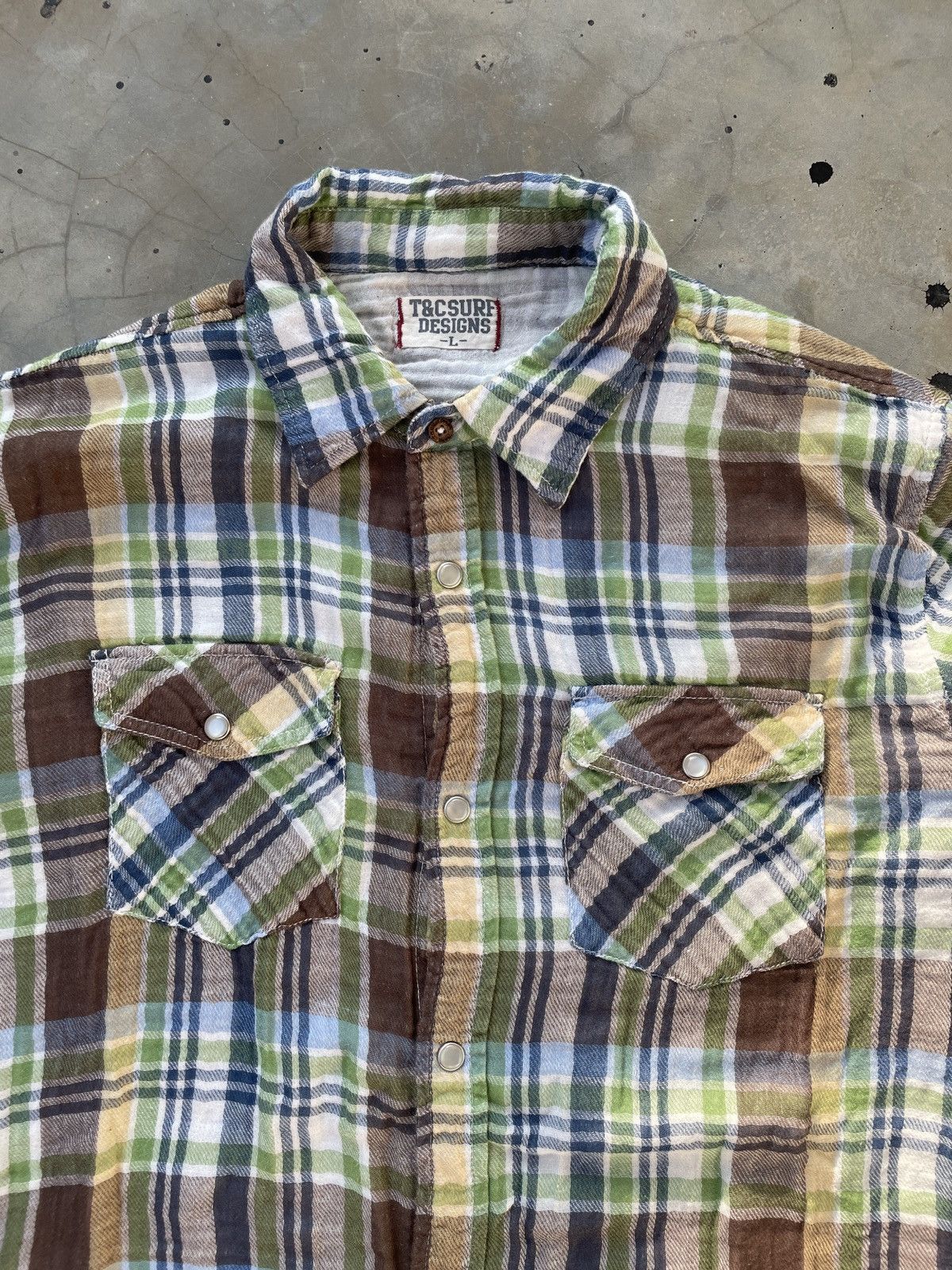 Japanese Brand Vintage Flannel T&C Surf Design Plaid Button Shirt Size US L / EU 52-54 / 3 - 3 Thumbnail