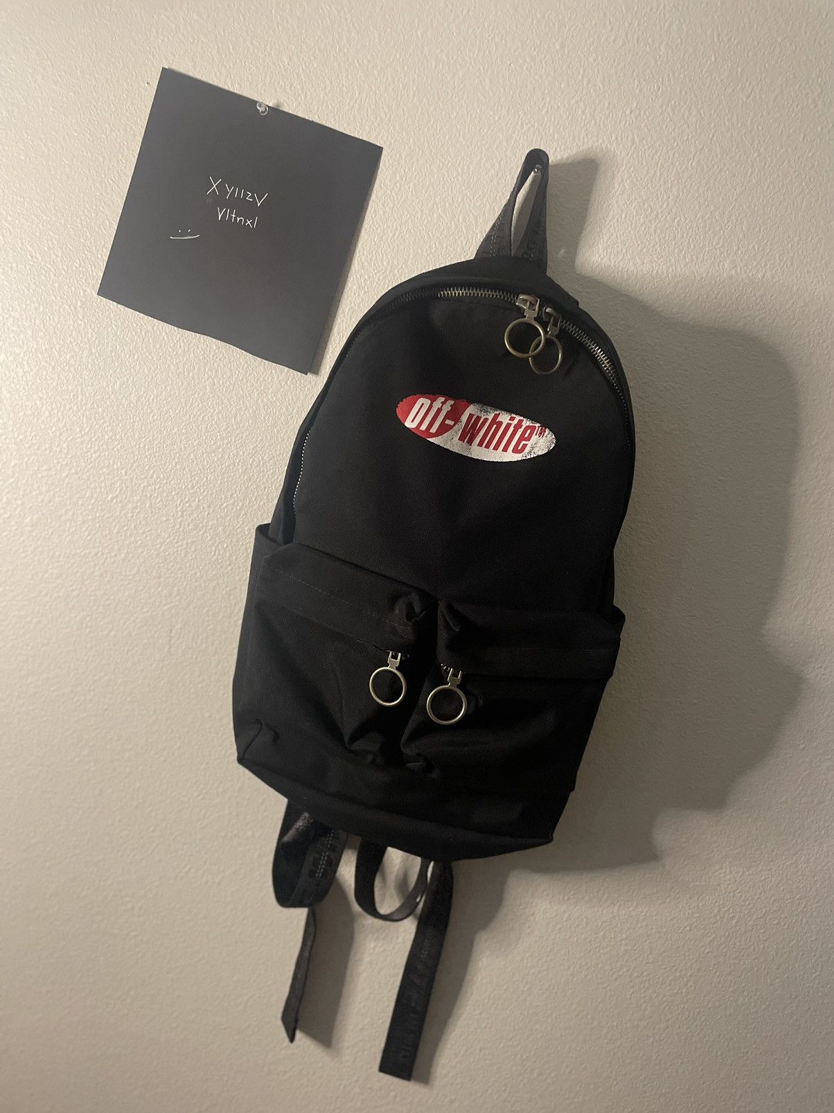 image of Off White Off-White Split Logo Backpack 'black/red, Men's