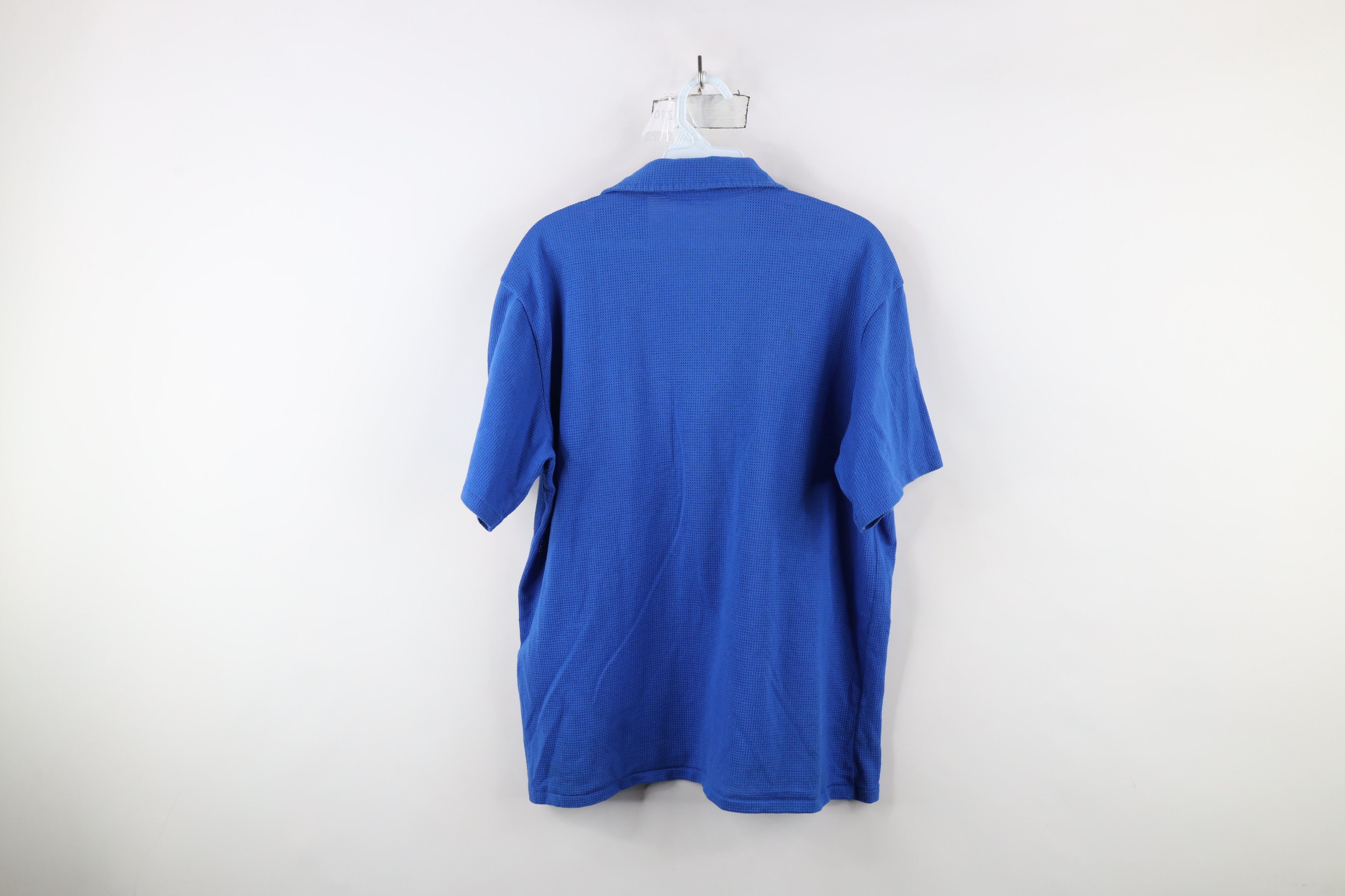 Majestic × Vintage Vintage 90s Majestic Blank Mesh Knit Polo Shirt Blue USA Size US L / EU 52-54 / 3 - 12 Thumbnail