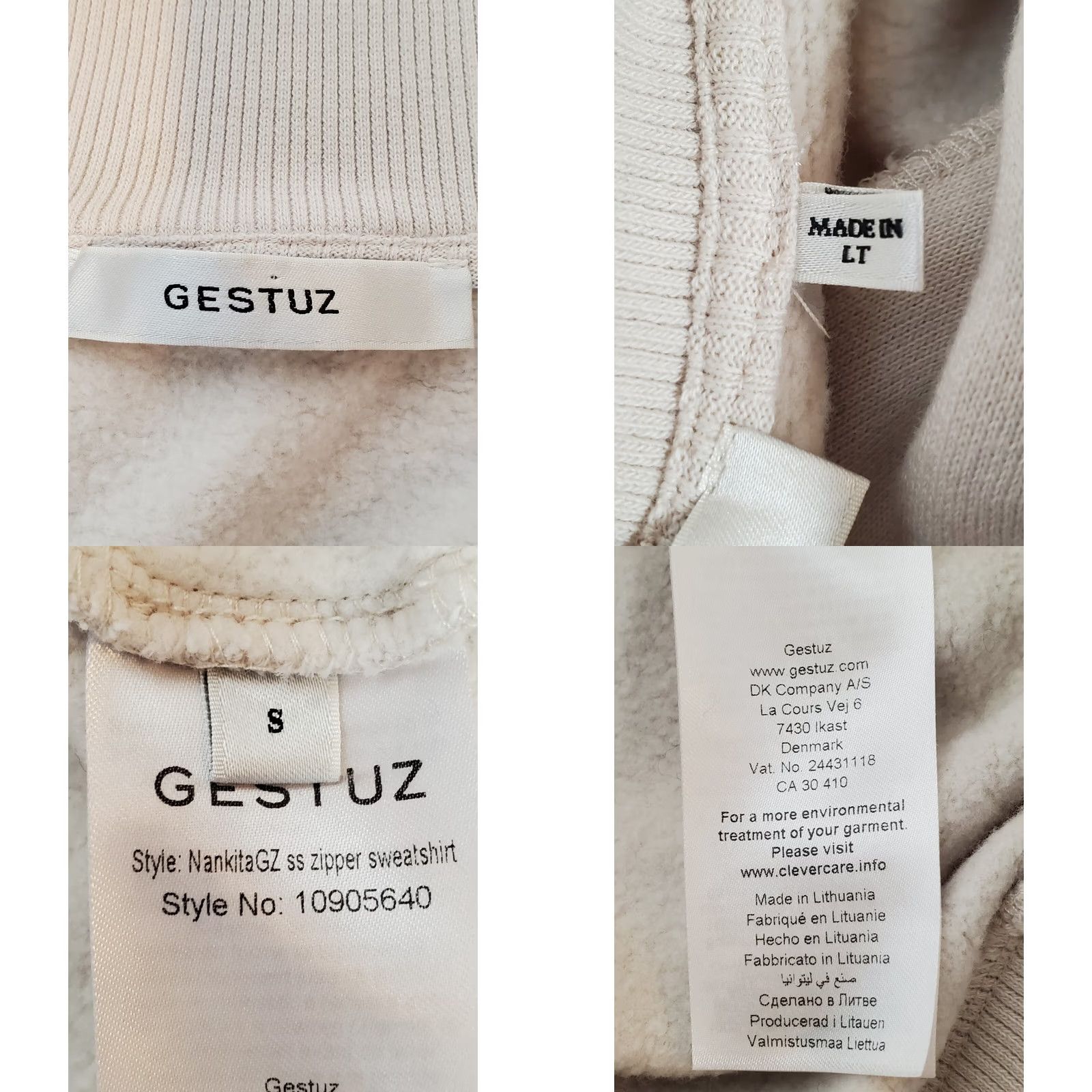 Gestuz VINTAGE Gestuz NankitaGZ SS Zipper Sweatshirt Light Taupe Cotton Women's Size S US 4 Size S / US 4 / IT 40 - 8 Thumbnail