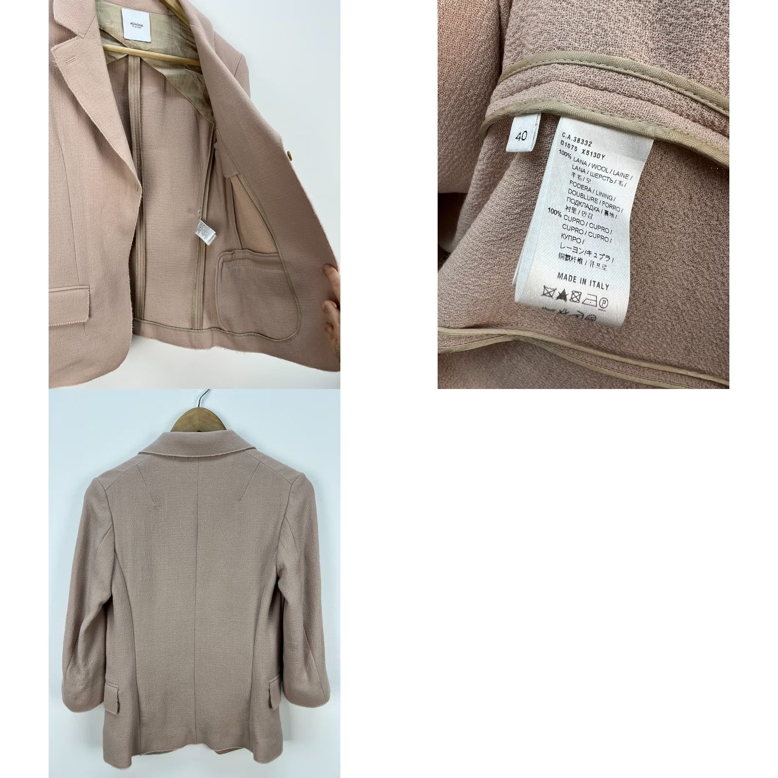 Agnona Agnona Blazer Jacket Wool Beige Women's Size 40 Regular Long Sleeve One-Button Black? Size S / US 4 / IT 40 - 8 Thumbnail