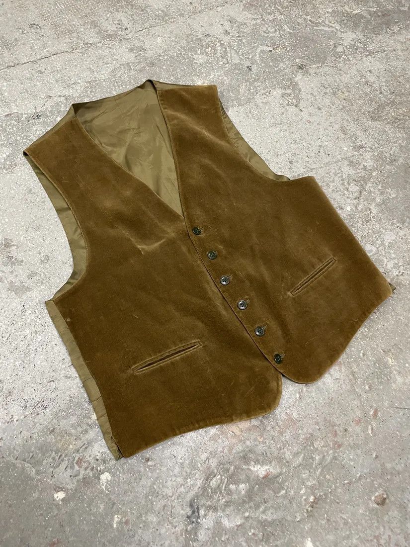 Emporio Armani × Vintage 1990s Emporio Armani Beige Velvet Vest Size US S / EU 44-46 / 1 - 8 Thumbnail