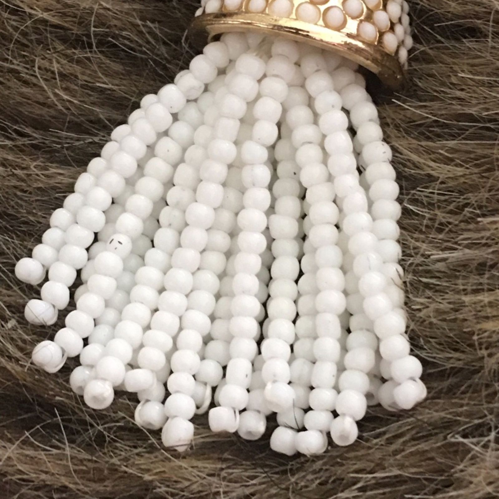Vintage Vintage white seed bead tassel pierced earrings Size ONE SIZE - 5 Thumbnail