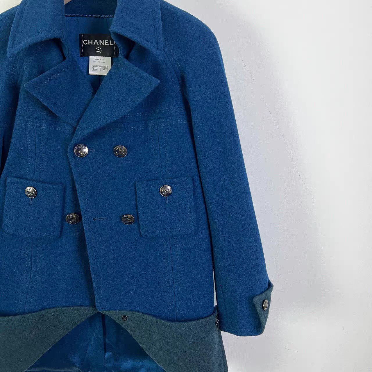 Chanel Chanel Runway Peacock Blue Wool Coat K12 Size XXS / US 00 / IT 34 - 4 Thumbnail