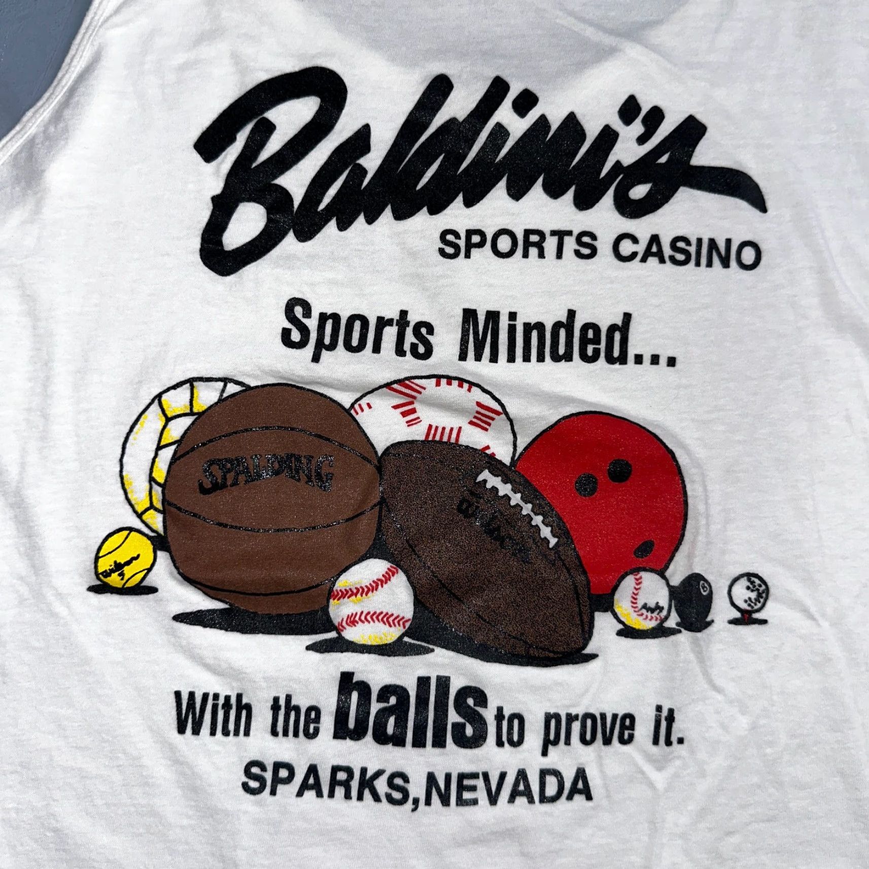 Spalding VINTAGE Belton Got Balls Spalding Basketball VTG T Shirt White Tank 80s 90s 70s Mens L White Crew Neck Short Sleeve Graphic Print Jeans? Size US L / EU 52-54 / 3 - 2 Thumbnail