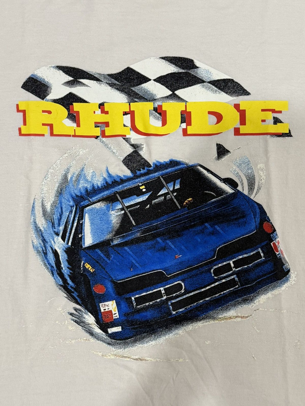 Rhude Rhude NASCAR Race Logo Cream Tee Racing Tour Checkered Flag Size US L / EU 52-54 / 3 - 5 Thumbnail