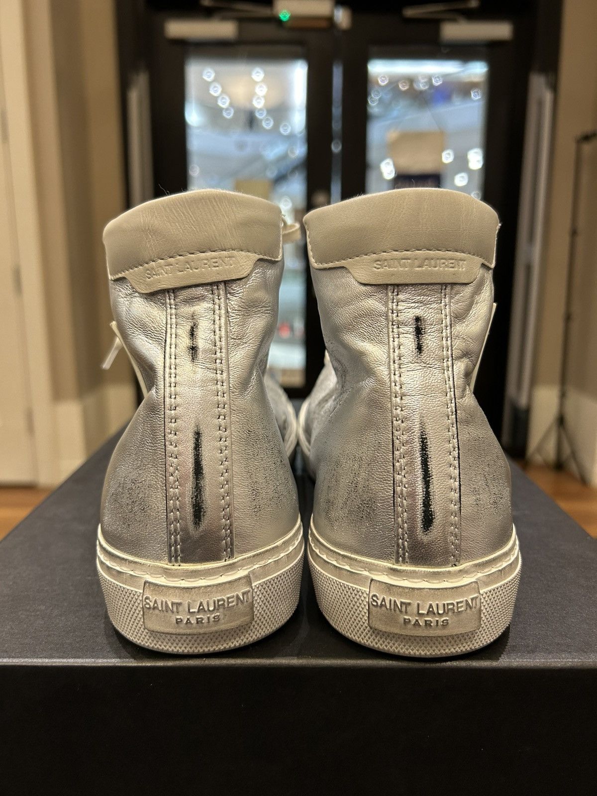 Yves Saint Laurent Yves Saint Laurent Bedford High Top Sneakers - Silver Size US 8 / EU 41 - 3 Thumbnail