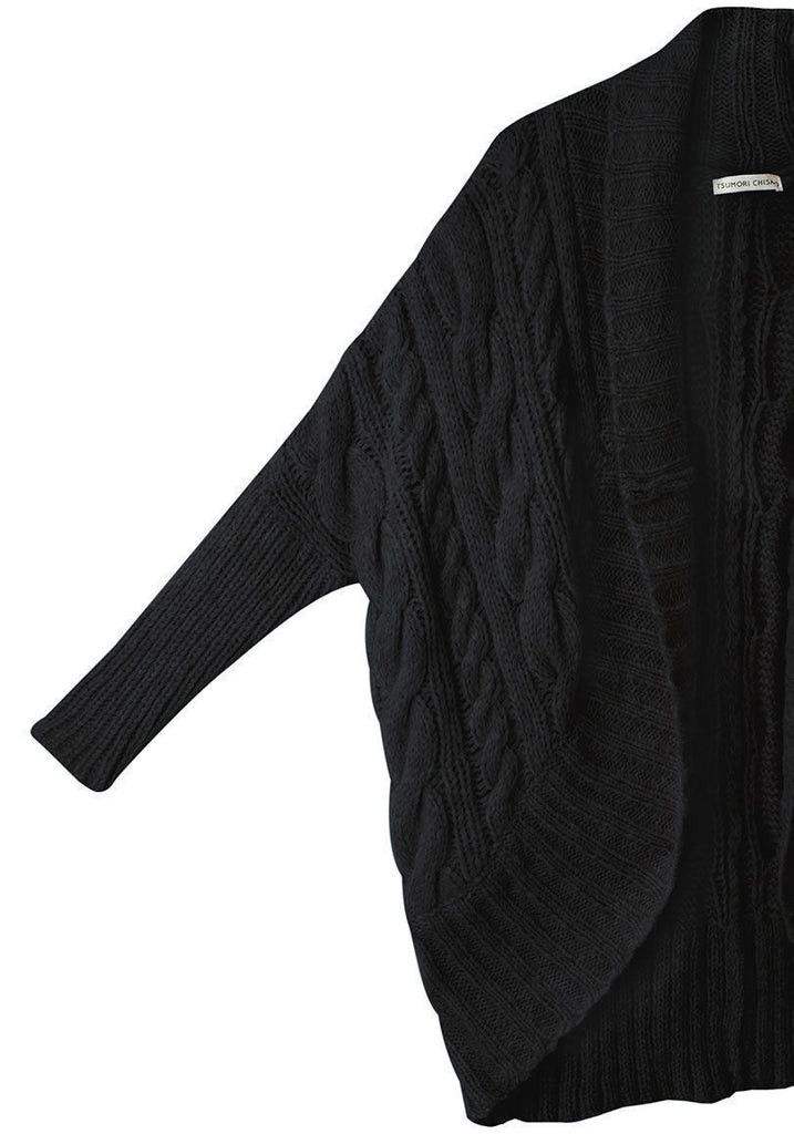Tsumori Chisato Slouch Alpaca Cable-Knit Shawl Shoulder Open Cardigan Size US L / EU 52-54 / 3 - 6 Thumbnail