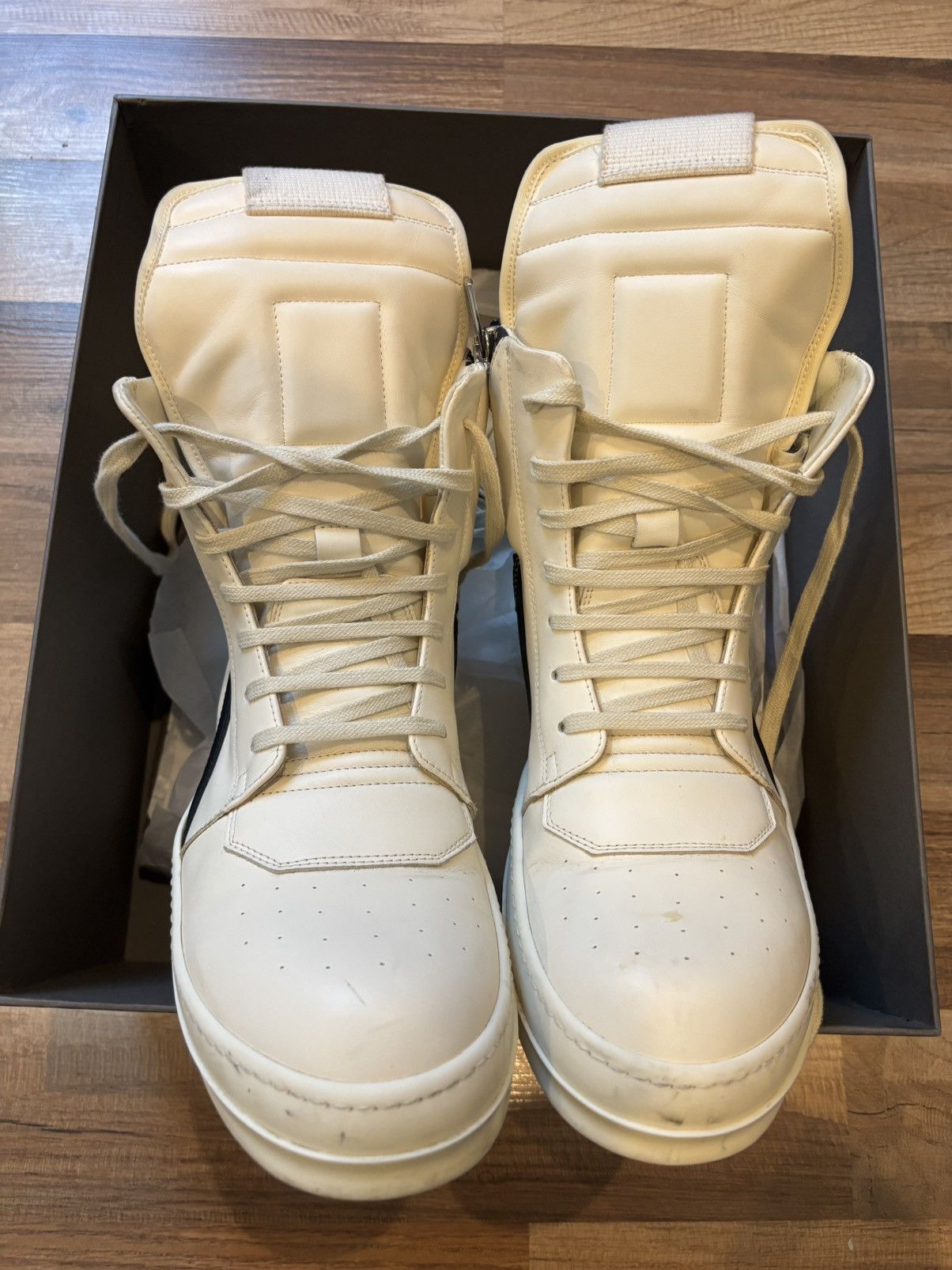Rick Owens RICK OWENS GEOBASKET MILK/BLACK Size US 10.5 / EU 43-44 - 5 Thumbnail
