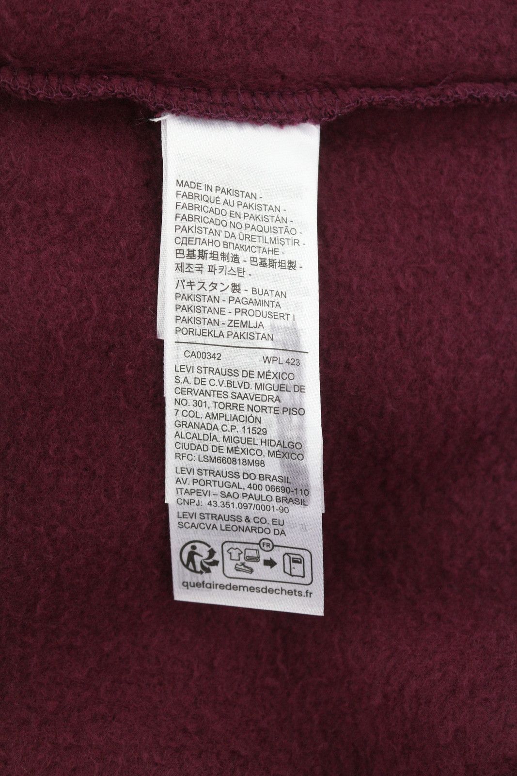 Levi's STANDARD FIT L Burgundy Full Zip Logo Hooded 87116 Size US L / EU 52-54 / 3 - 6 Thumbnail