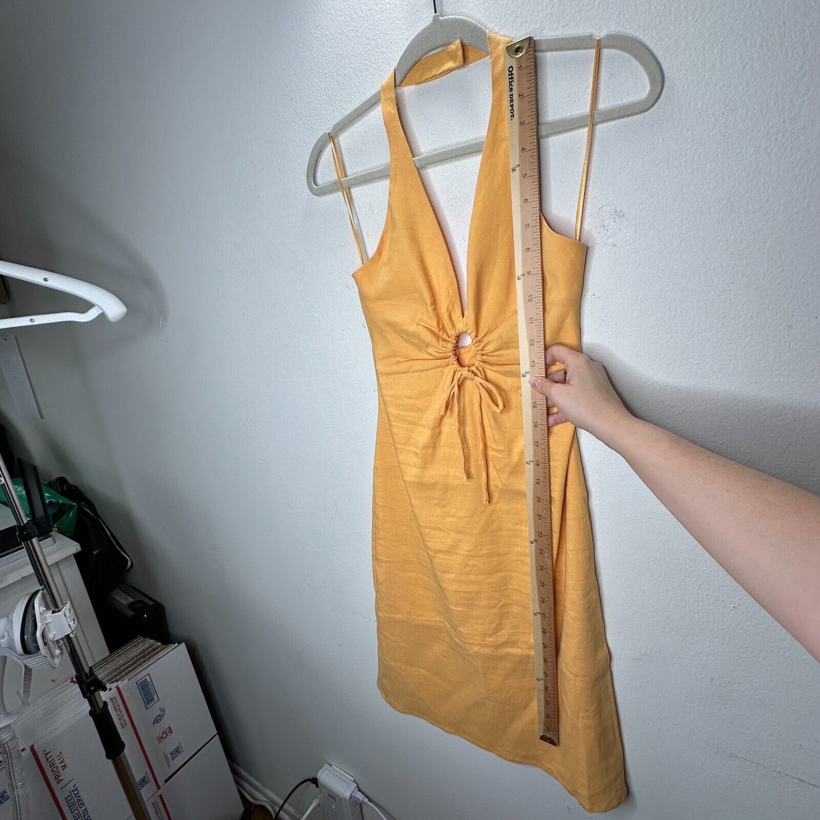 Zara Zara Yellow Halter V-Neck Dress O-Ring Cutout Open Back S Size S / US 4 / IT 40 - 12 Thumbnail