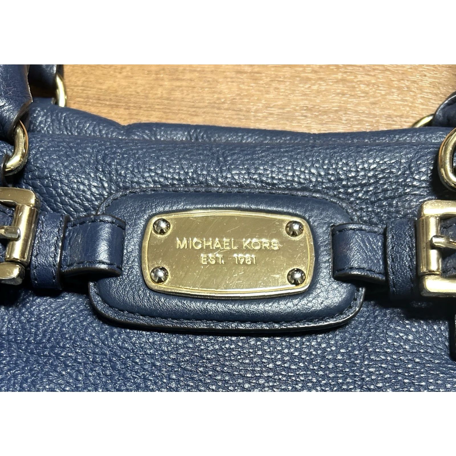 Vintage VINTAGE Michael Kors Hamilton Weekender Navy Pebbled Leather Luggage Satchel Bag Tote Size ONE SIZE - 6 Thumbnail