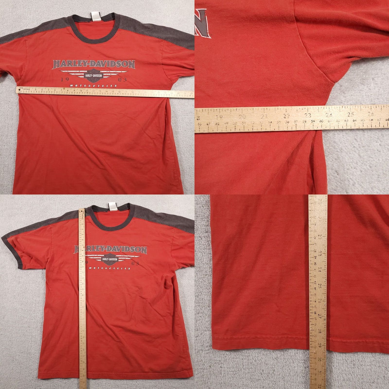 Harley Davidson VINTAGE Harley-Davidson Ringer Shirt Mens XL Red Gettysburg PA 2007 USA T-Shirt Crew Neck N/A Size US XL / EU 56 / 4 - 8 Thumbnail