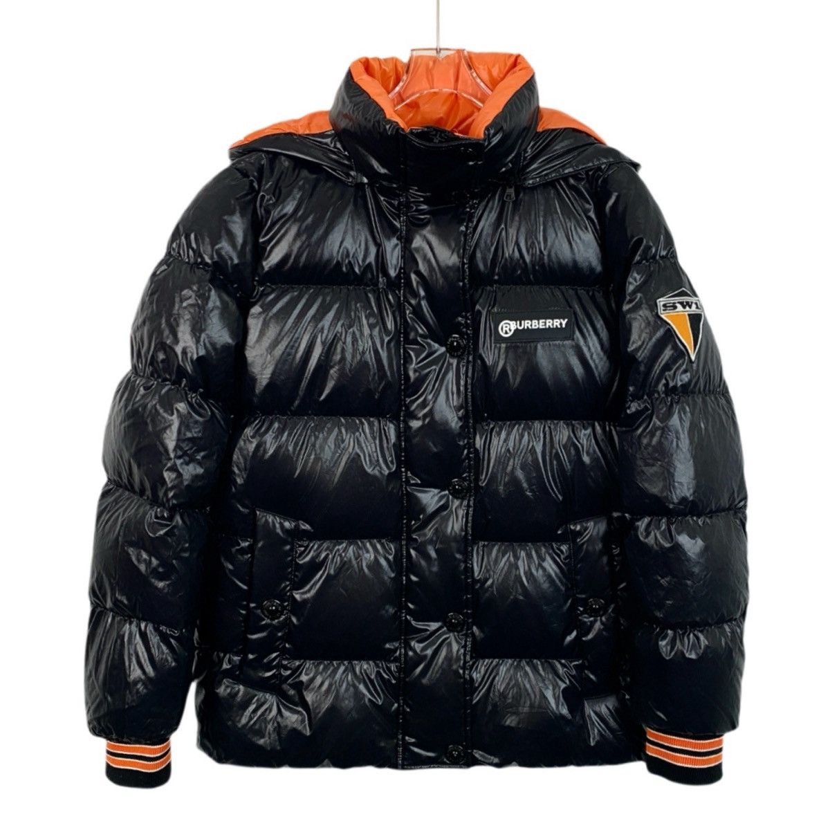 Burberry Burberry Bbr Black Glossy Logo Appliqué Hooded Down Jacket Size XS / US 0-2 / IT 36-38 - 1 Thumbnail