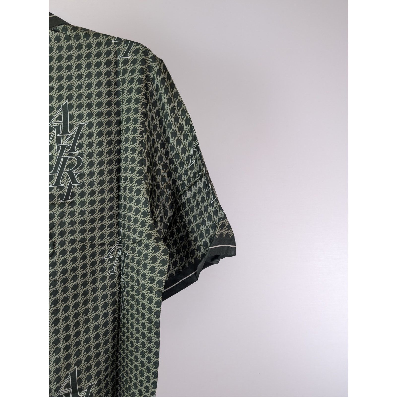 Amiri o1rshd1 Amiri Houndstooth Bowling Shirt in Rain Forest Size US M / EU 48-50 / 2 - 13 Thumbnail