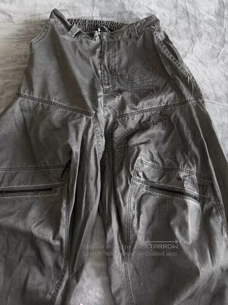Y/Project Y/Project Size L Coated Fabric Carbon Black Cargo Wide Leg Size US 27 - 1 Thumbnail