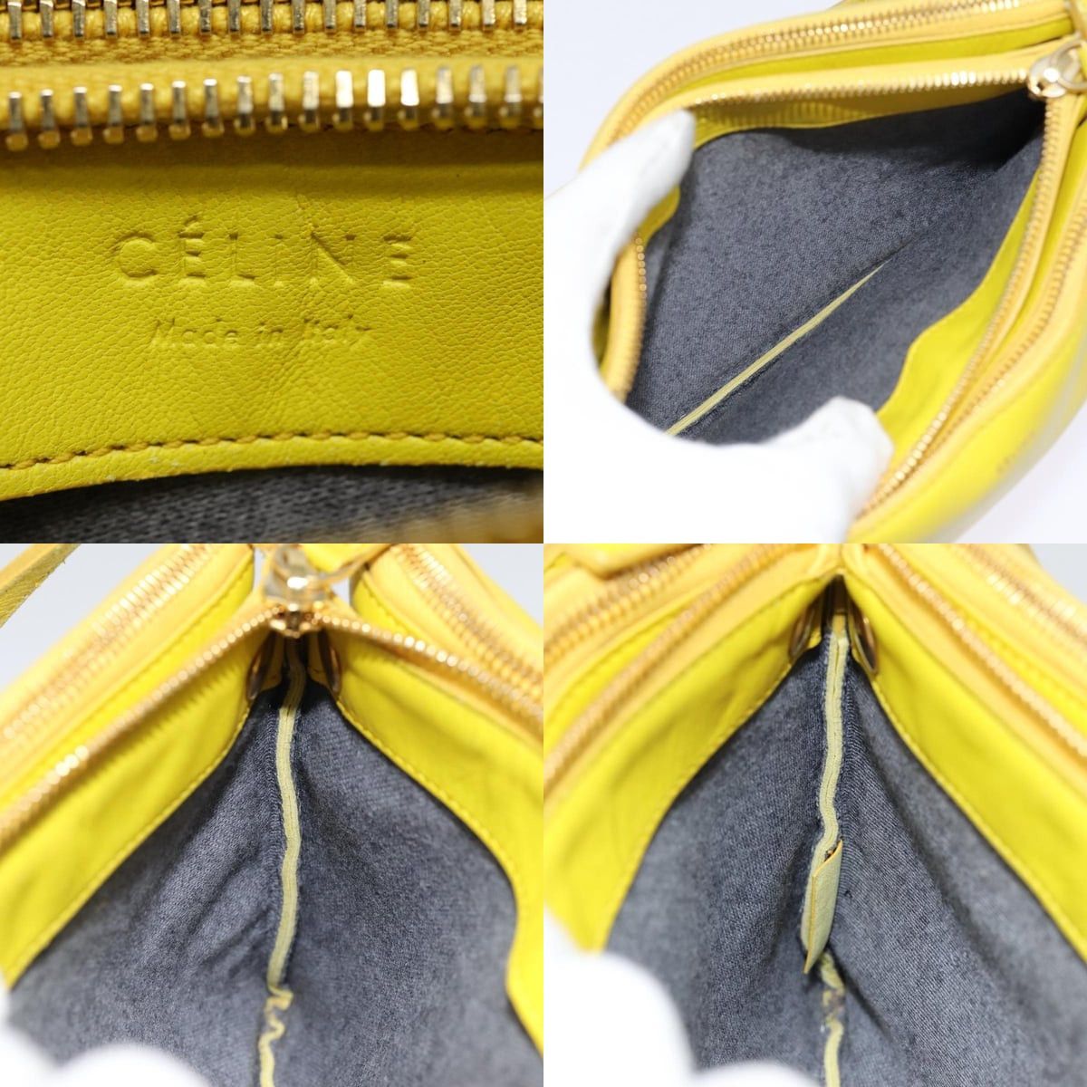 Celine CELINE Trio Large Shoulder Bag Leather Yellow Gold Size ONE SIZE - 12 Thumbnail