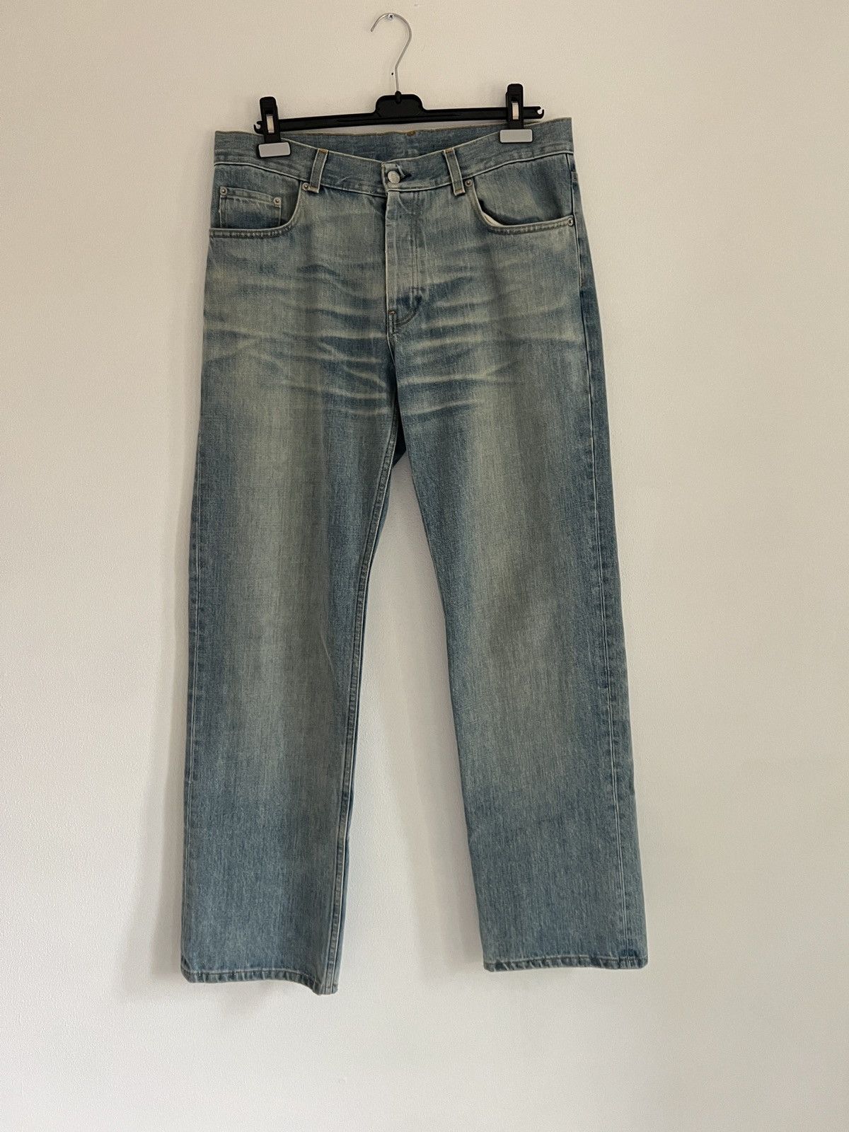 image of Vintage Helmut Lang Sanded Boot Cut Denim - 34 in Blue, Men's