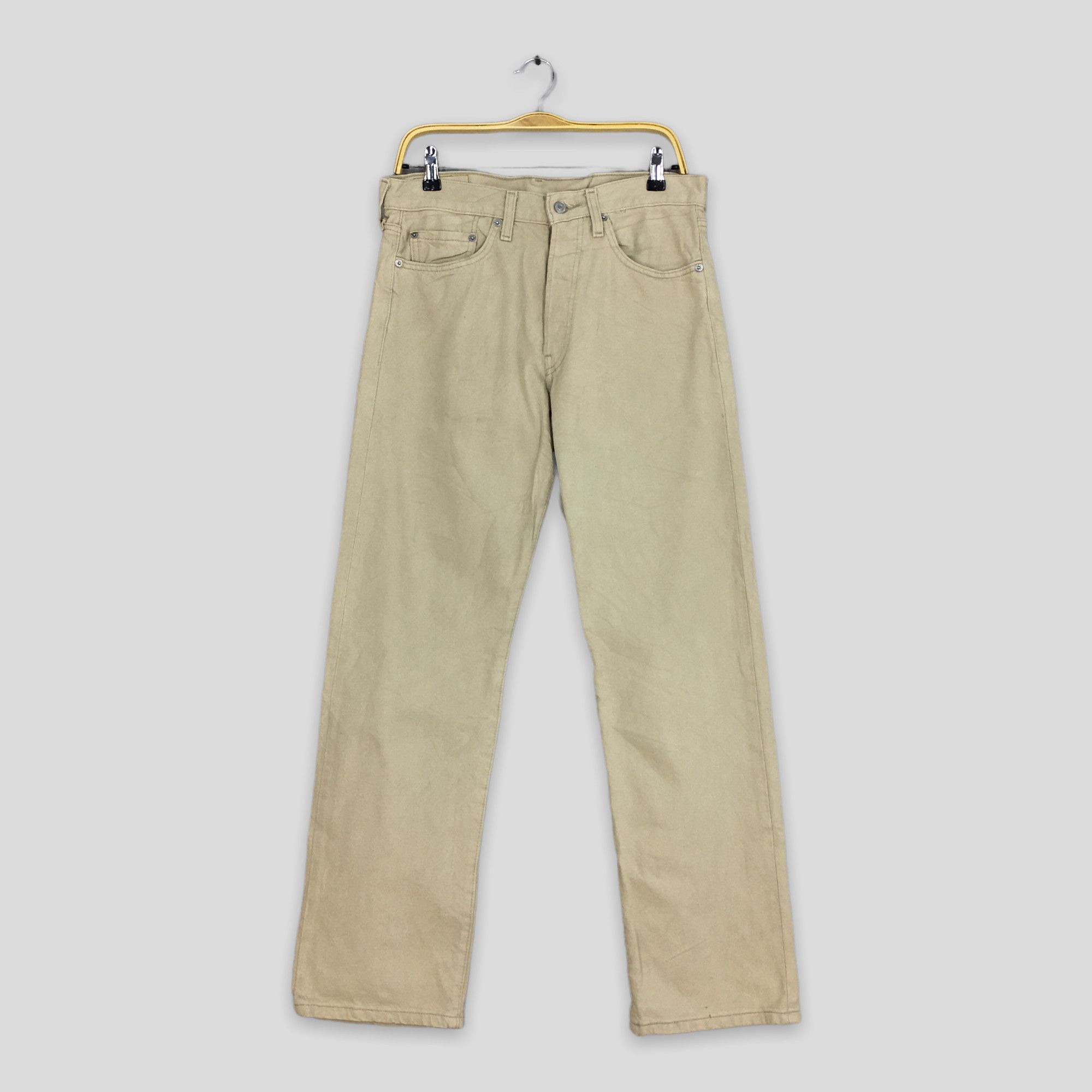 Image of Levis x Vintage Size 31X31 Vintage Levi's 501 Cream Straight Cut Jeans in White/Cream, Men's