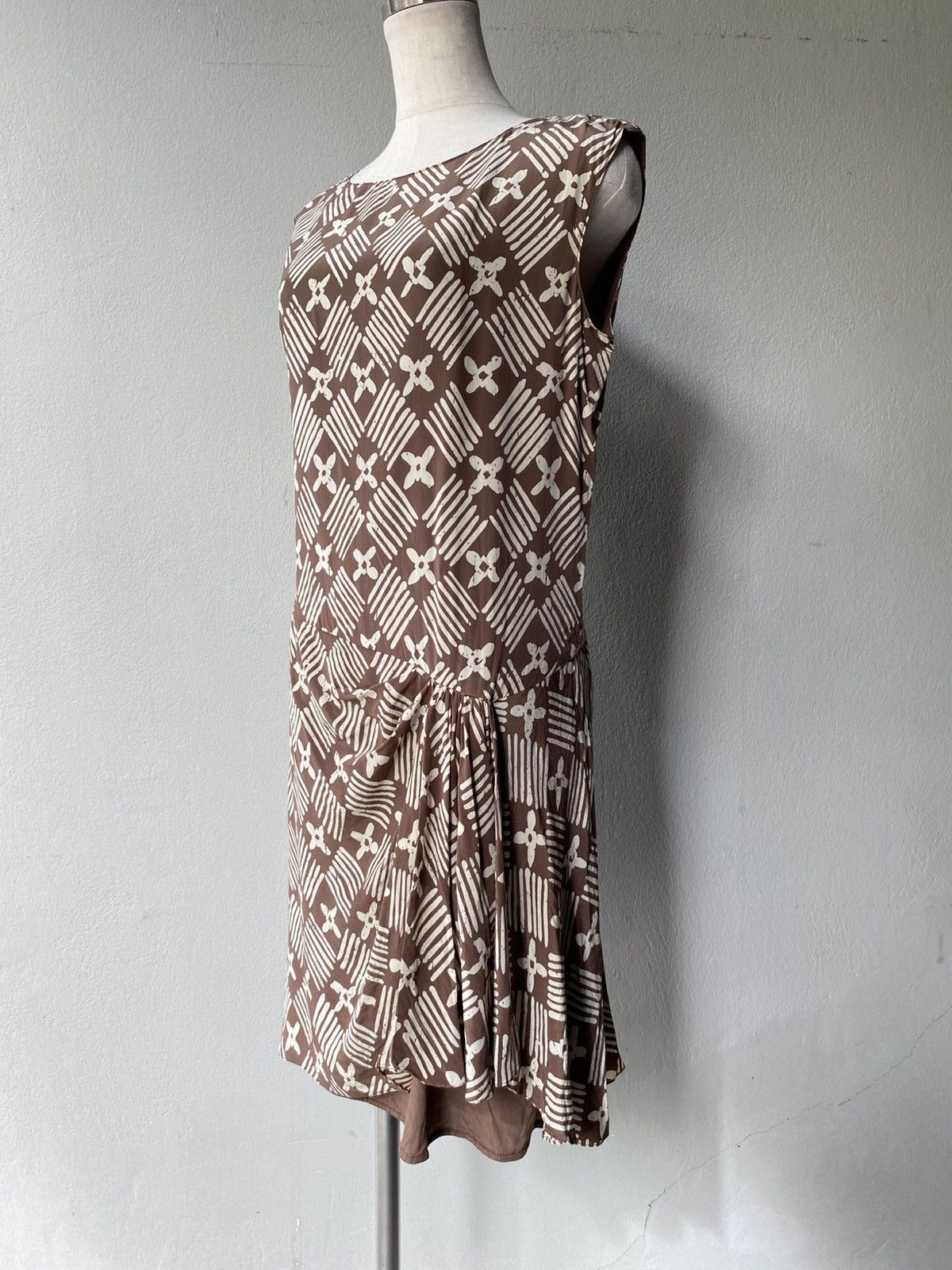 Valentino Valentino Boutique Brown and White Print Mini Dress Size ONE SIZE - 14 Thumbnail