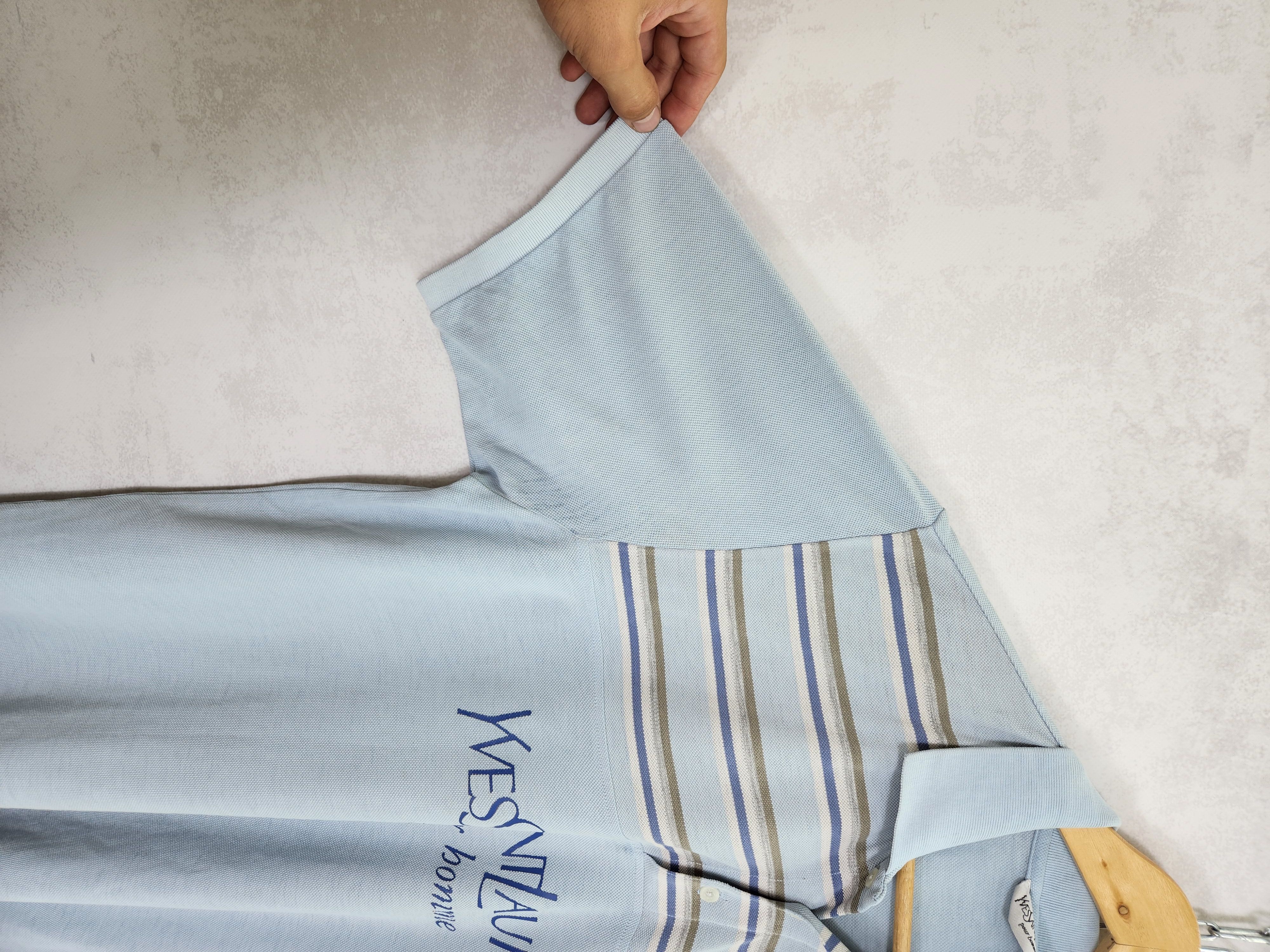 Vintage 90s Vintage Yves Saint Laurent YSL blue Polo T-Shirt Size US L / EU 52-54 / 3 - 4 Thumbnail