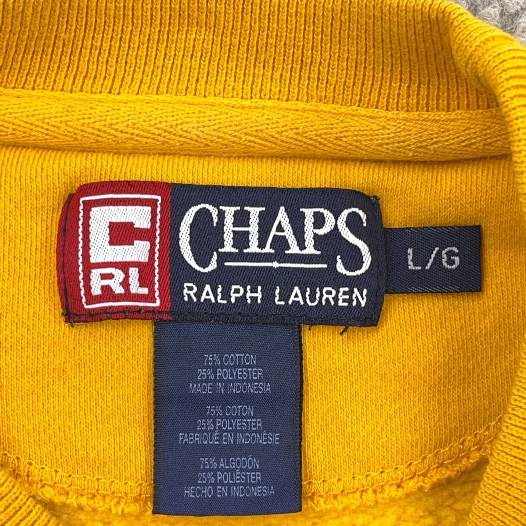 Chaps VINTAGE Chaps Ralph Lauren Sweatshirt Men XL Yellow Spell Out Y2K 2000s Heavyweight Pullover Size US XL / EU 56 / 4 - 6 Thumbnail