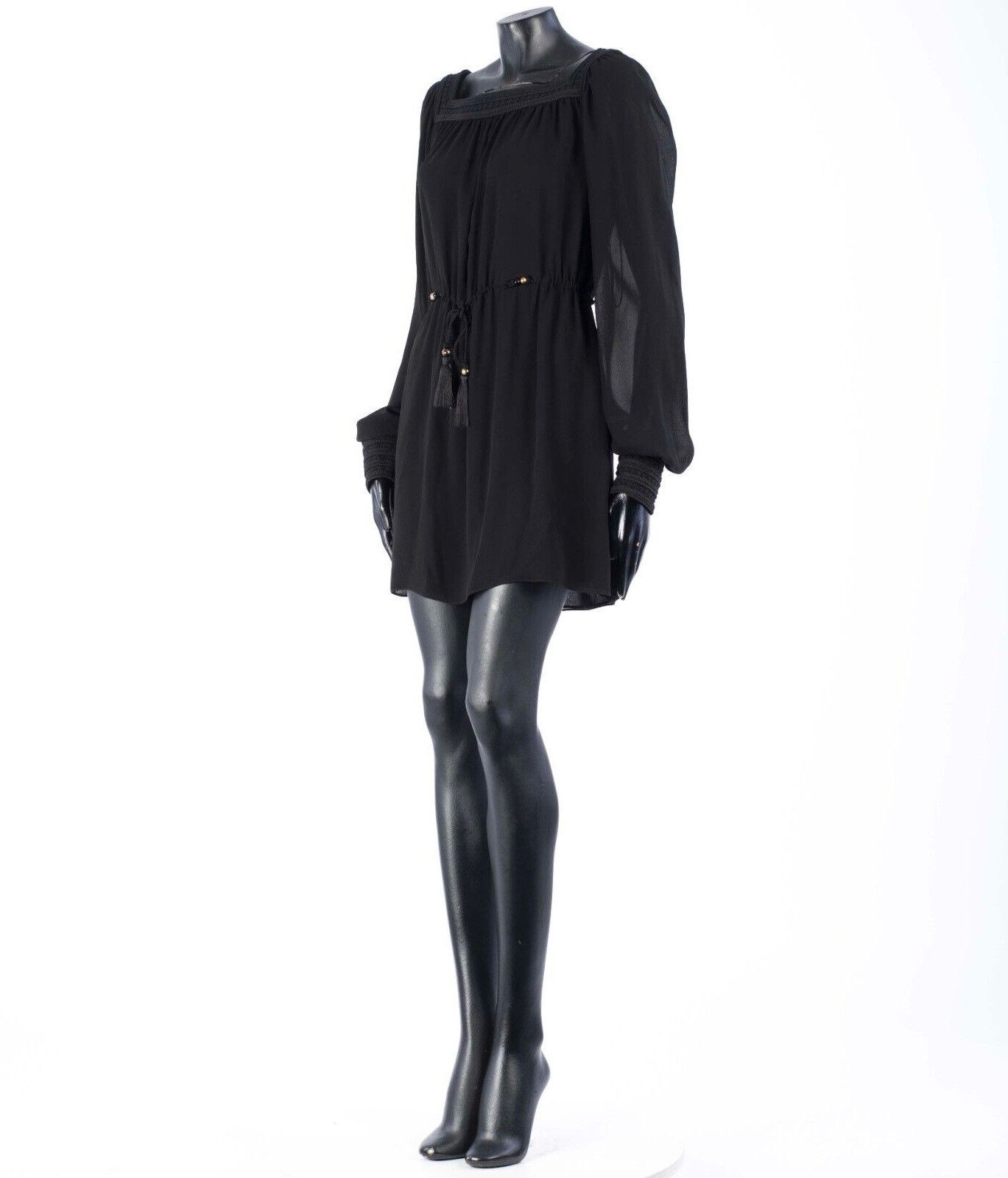 Saint Laurent Paris SAINT LAURENT 3690$ Embroidered Dress In Black Silk Crepe Size S / US 4 / IT 40 - 9 Thumbnail