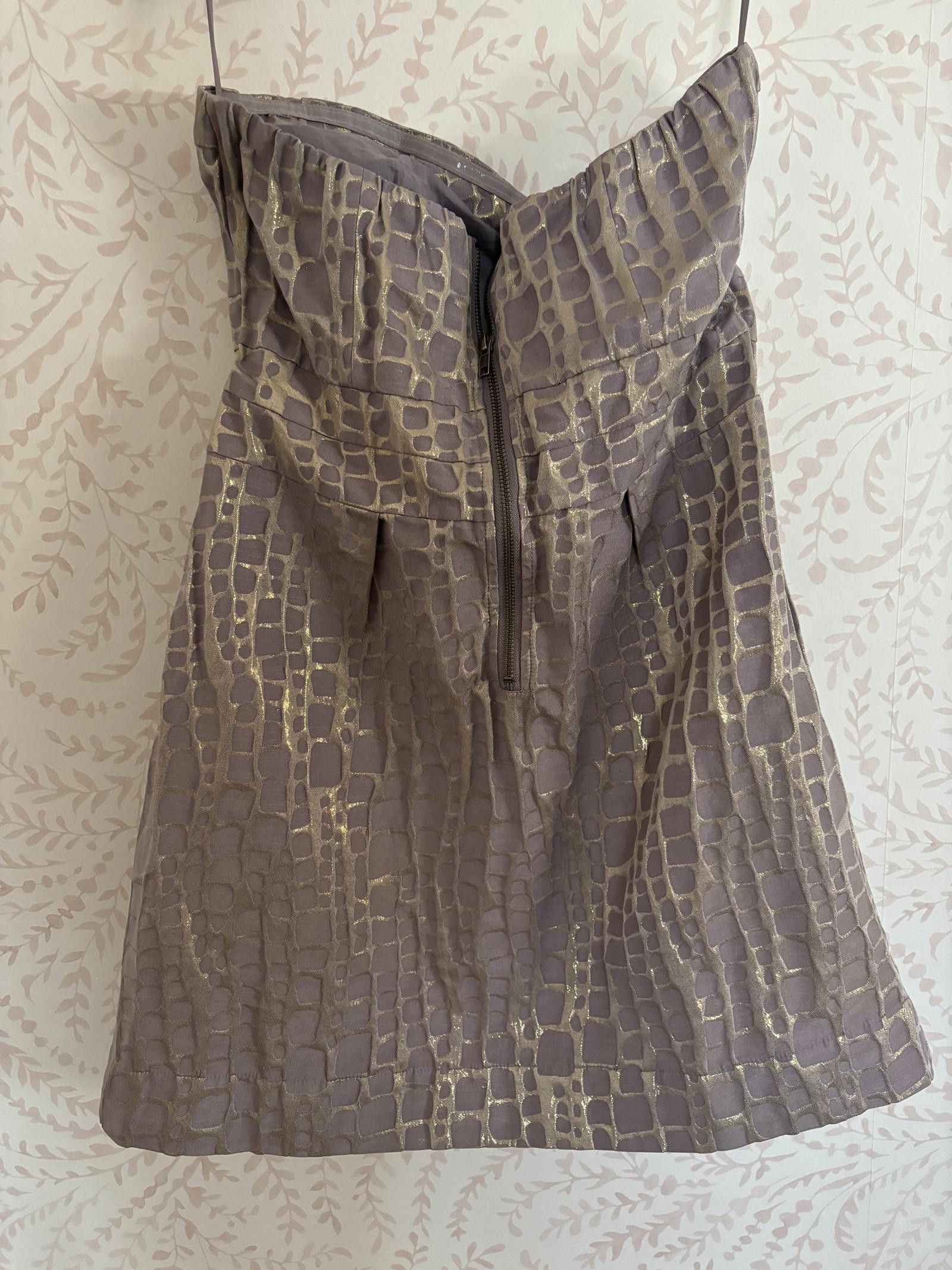 American Eagle Outfitters NWOT AE Gold and Taupe Stylish Strapless Print Dress Size XL / US 12-14 / IT 48-50 - 2 Thumbnail