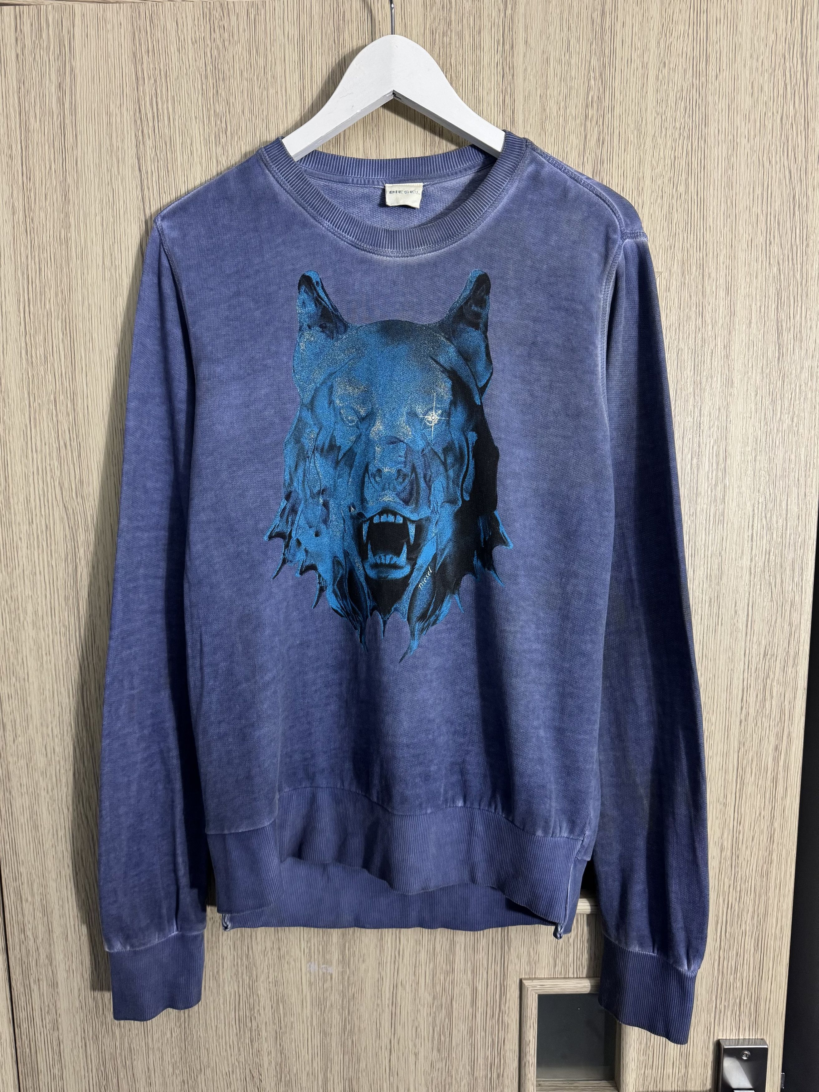 Diesel Vintage Diesel Wolf Logo Washed Faded Sweatshirt Size US M / EU 48-50 / 2 - 1 Thumbnail