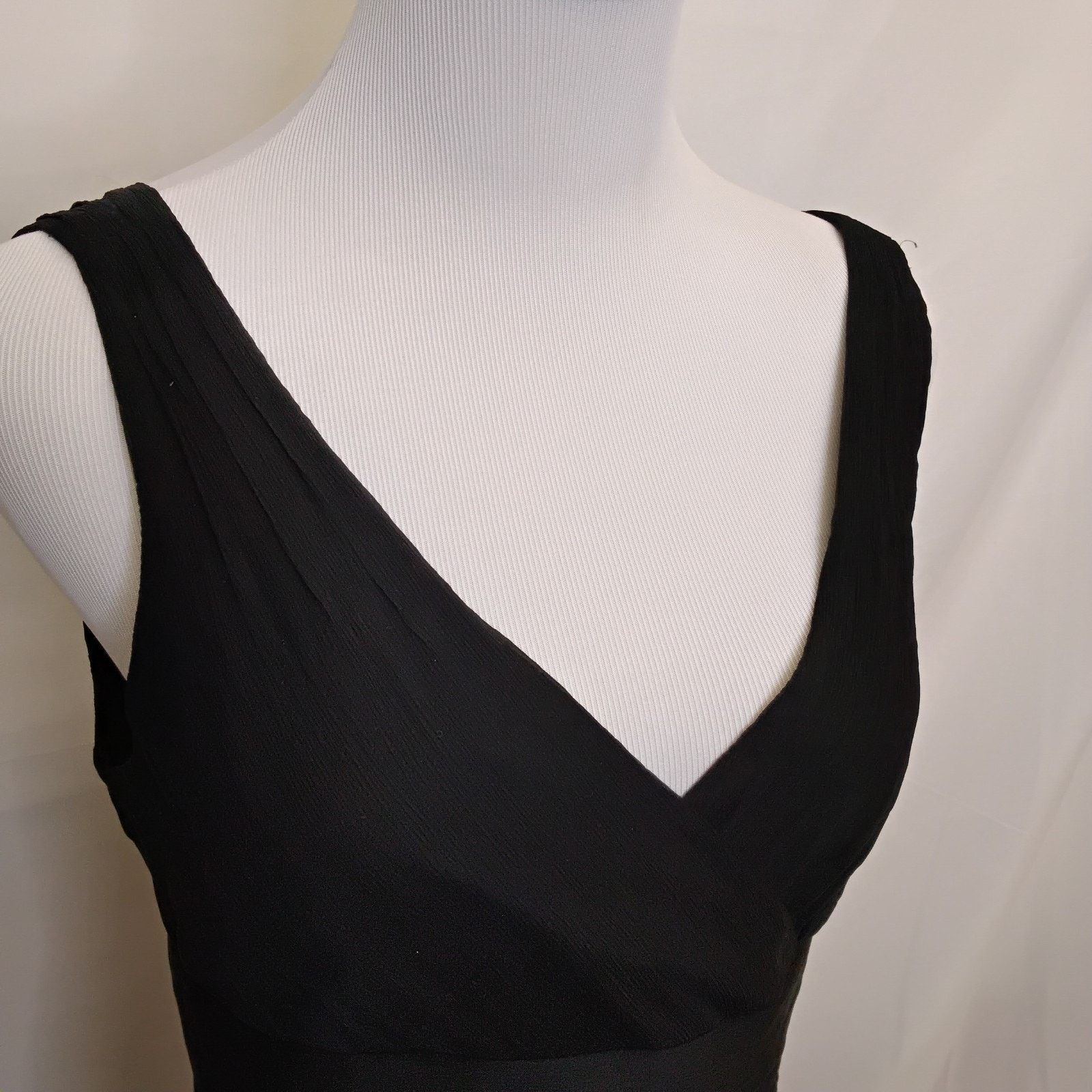 J.Crew J.Crew 100% Silk V-Neck Dress Women's 10 Black Chiffon NWT Size L / US 10 / IT 46 - 4 Thumbnail