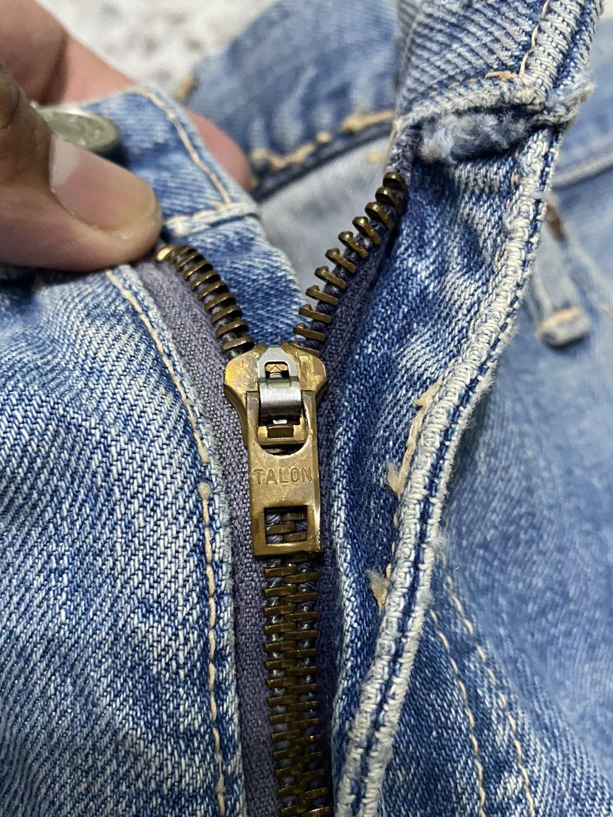 Vintage Vintage Distressed 70's CANTON Bootcut Half Selvedge Jeans Size US 32 / EU 48 - 15 Thumbnail