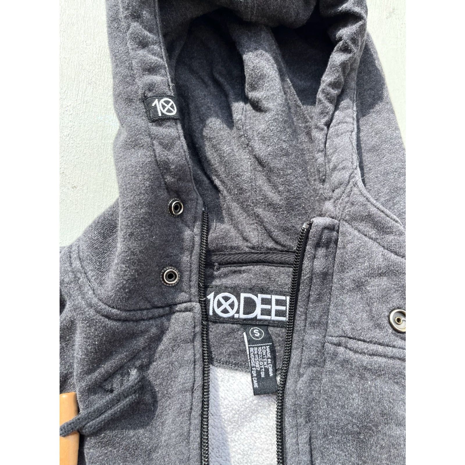 Vintage VINTAGE 10.Deep Hoodie Women Gray S Y2K Hip Hop City Heavyweight Toggle 100% Cotton Full Zip Logo Zipper Regular Lined Hooded Size L / US 10 / IT 46 - 4 Thumbnail