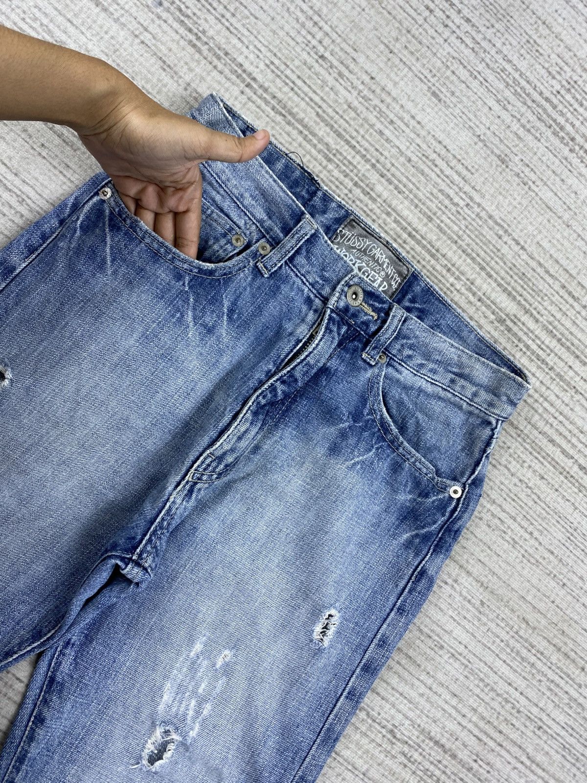 Stussy × Vintage Vintage 90s Stussy Garment Distressed Denim Jeans Size US 27 - 10 Thumbnail
