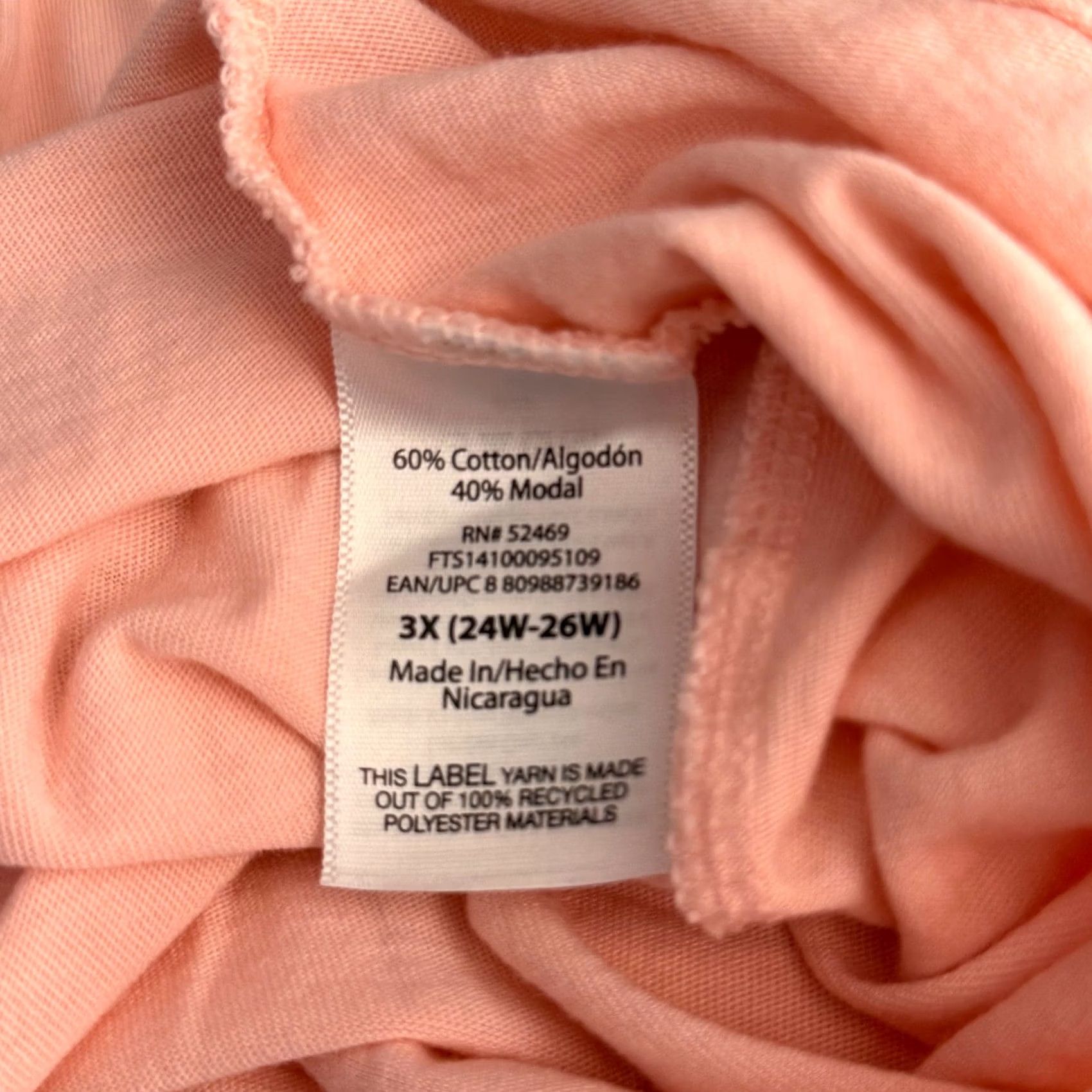 Vintage Terra & Sky Womens 3X V-Neck T-Shirt Short Sleeve Cotton Modal Relaxed Tee Peach Size 4XL / US 24-26 - 5 Thumbnail