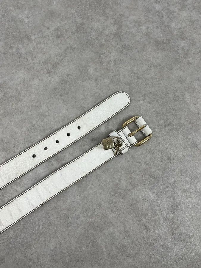 Dolce & Gabbana 2000s Dolce & Gabbana Lock Buckle White Leather Belt Size ONE SIZE - 3 Thumbnail
